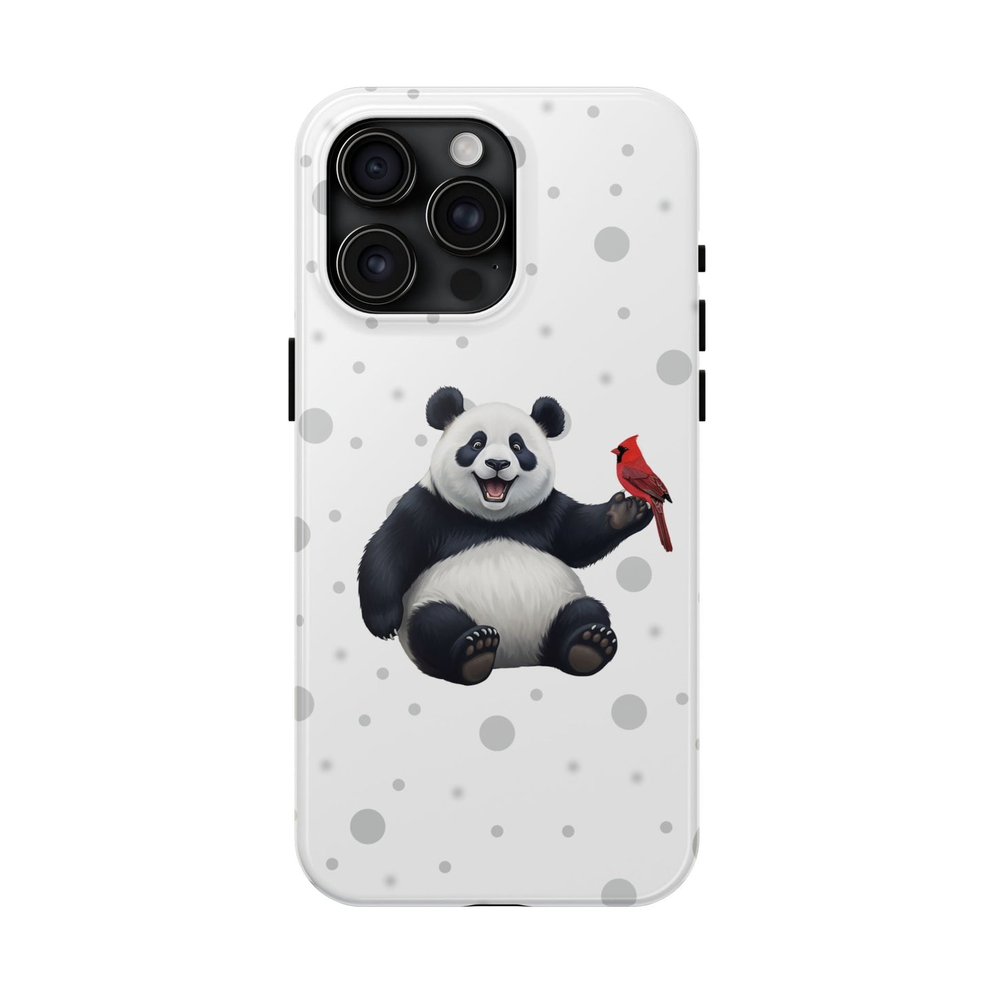 Cute Panda Bear with a Cardinal Animal iPhone Case - Dual-Layer PC/TPU Protective Cover for iPhone