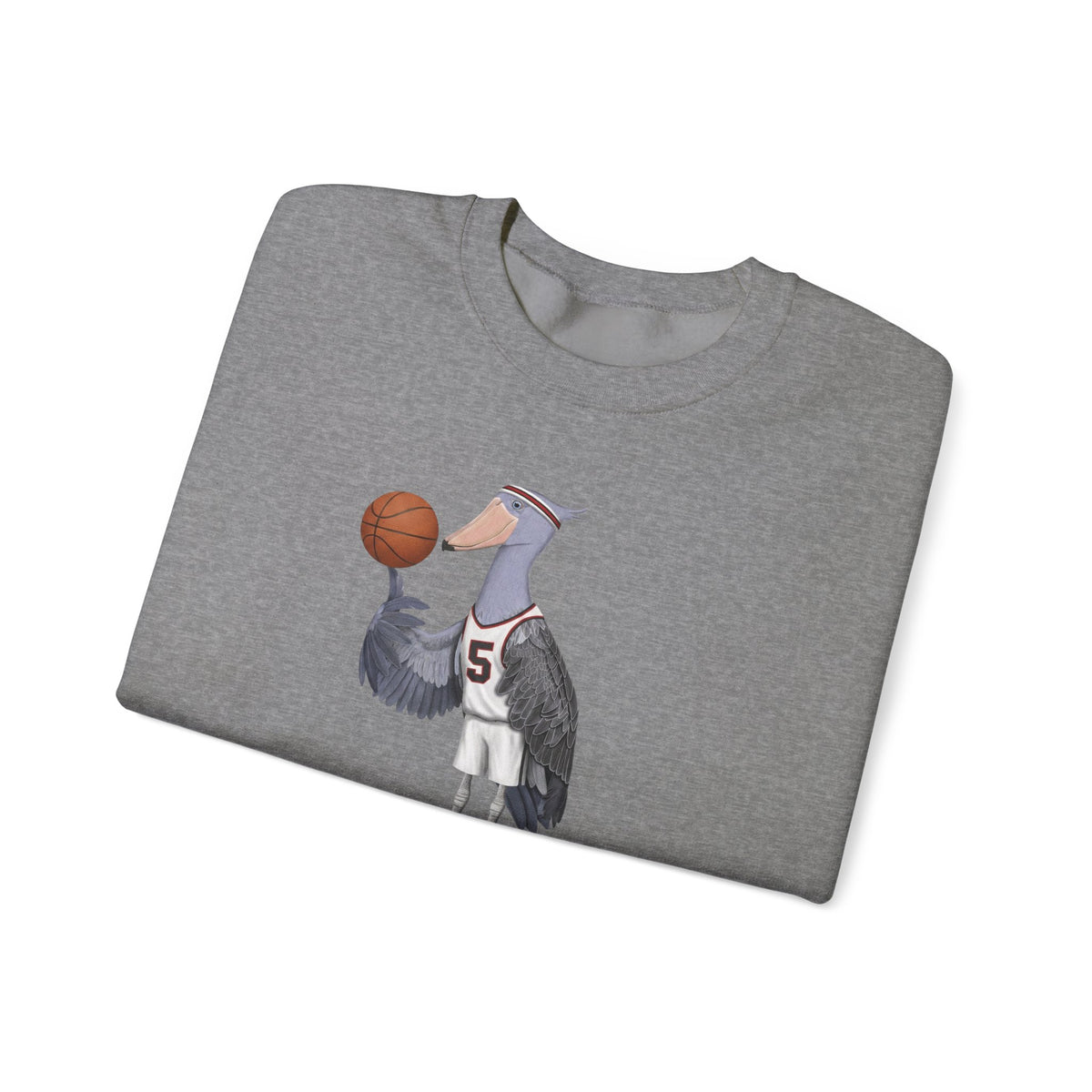 Shoebill Funny Basketball Bird Sweatshirt | Bird Watcher Crewneck | Unisex Unique Hoops Fan Gift