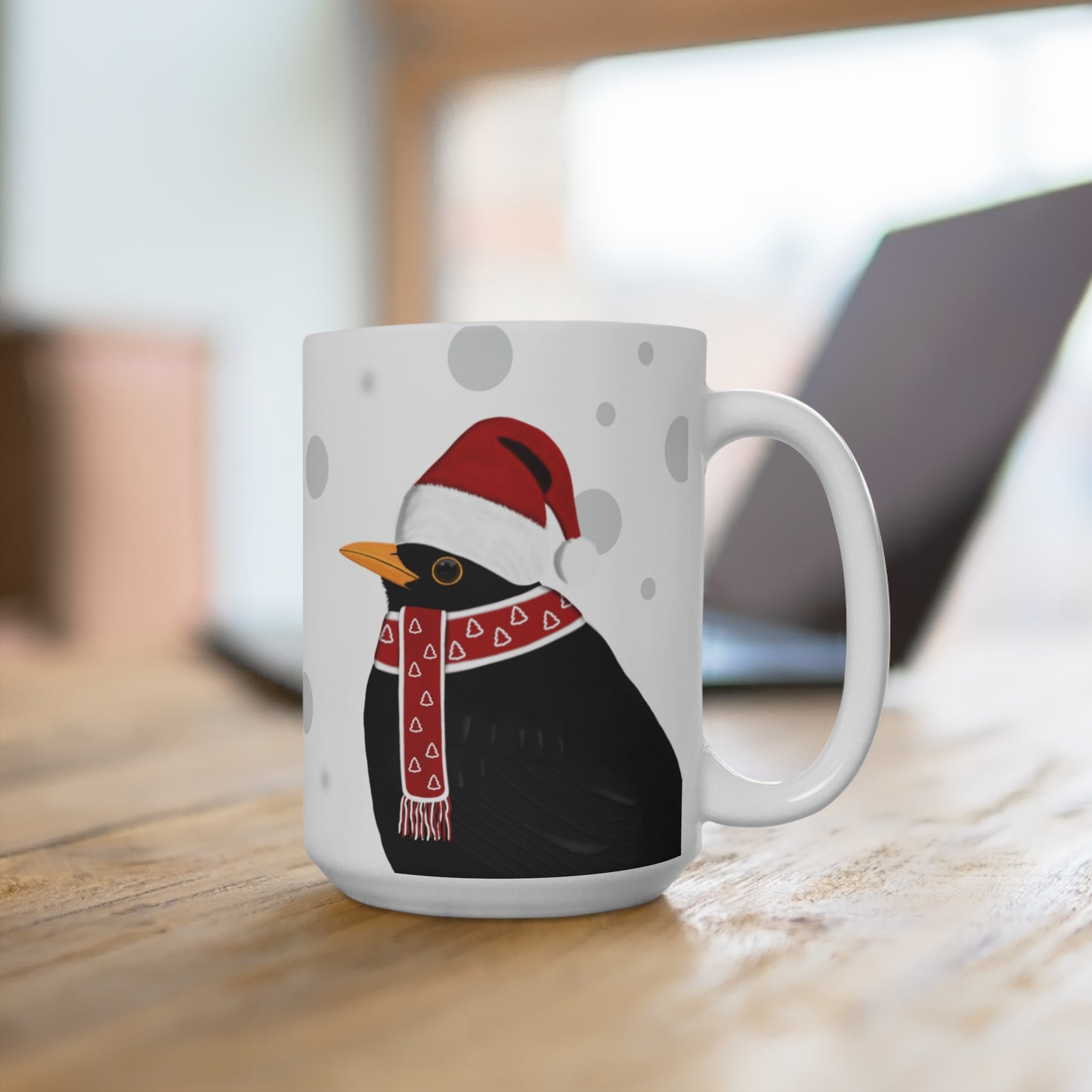 Amsel als Weihnachtsmann Vogel Tasse