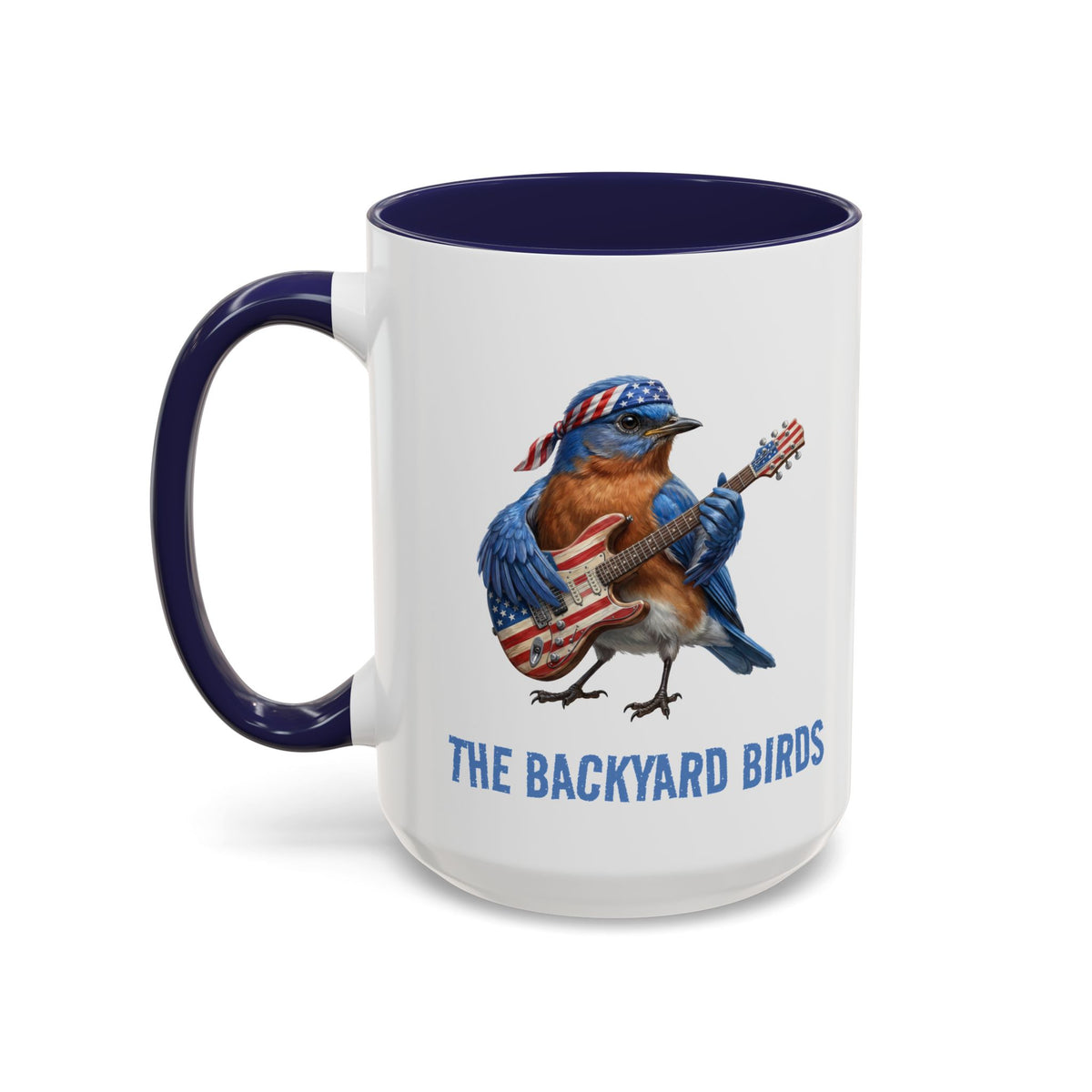 Bassbird Bassist Mug – Patriotic Eastern Bluebird Gift – Funny Bass Guitar Player Cup – USA Flag & Music Lover Present – 11oz,