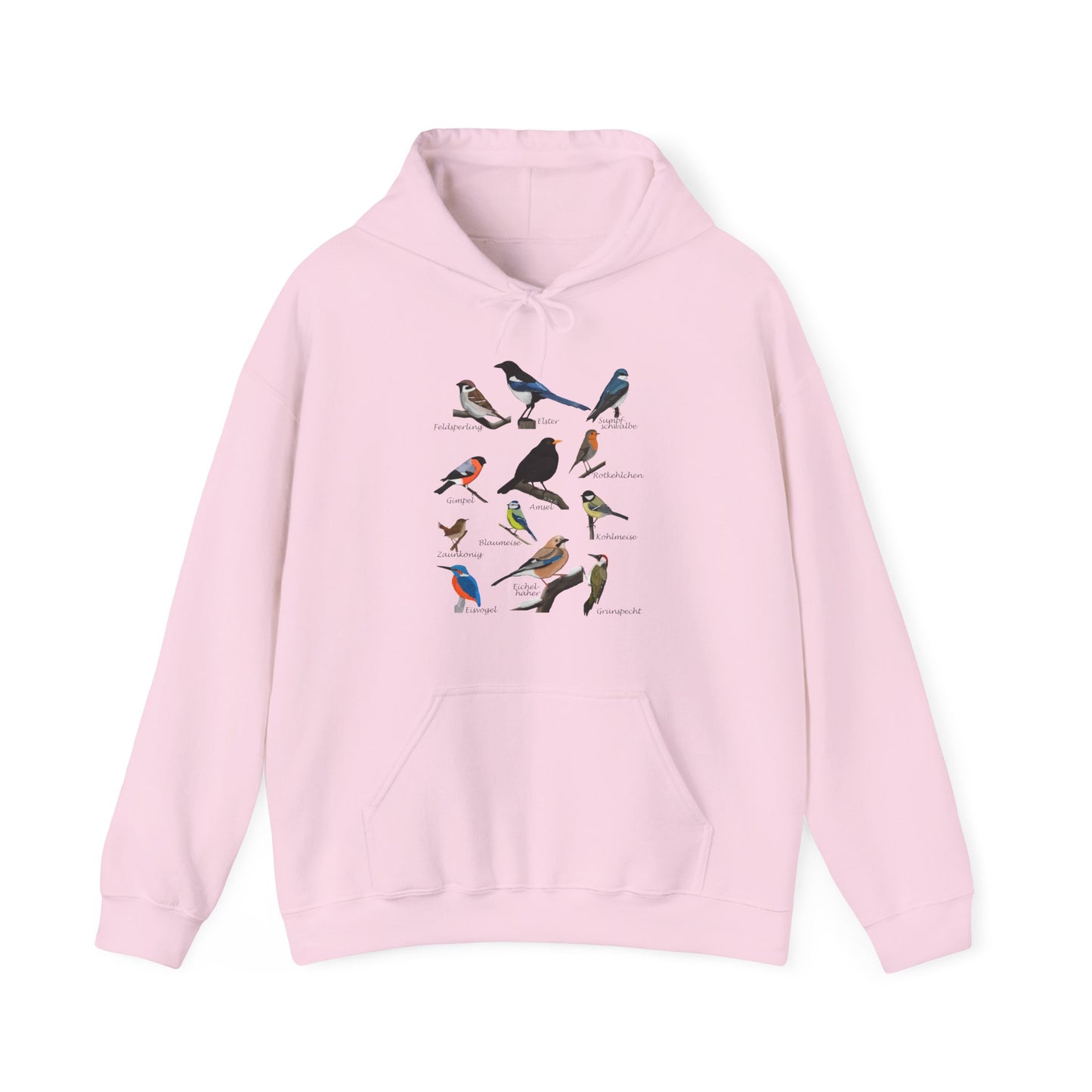 Gartenvögel Vogel Hoodie - Amsel Rotkehlchen Blaumeise Kapuzenpullover für Vogelbeobachter & Naturliebhaber mit Vogelmotiv