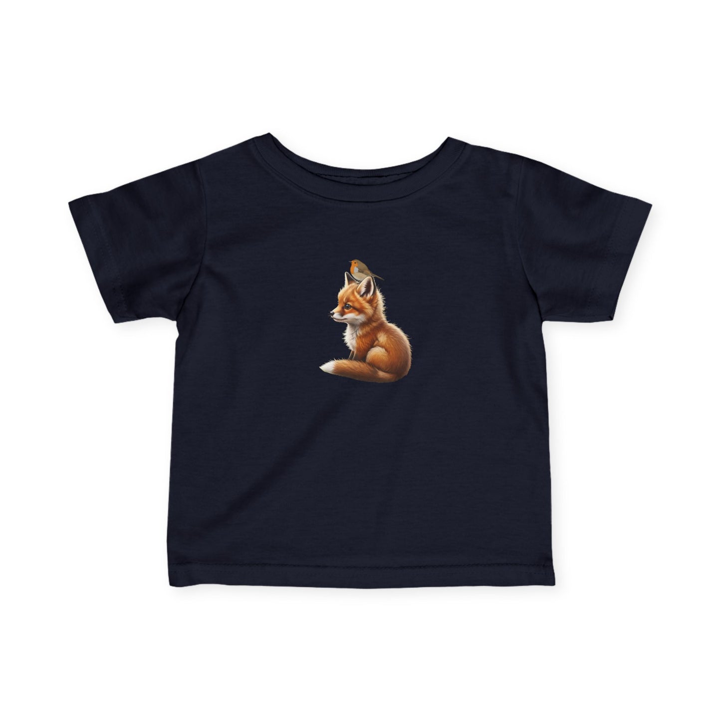 Fuchs mit Rotkehlchen Baby T-Shirt Süßes Tiermotiv