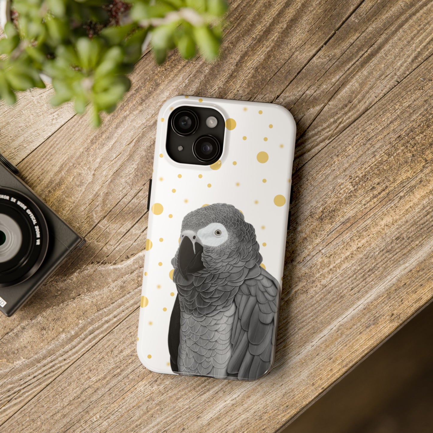 Grey Parrot Bird Art Tough Phone Case White