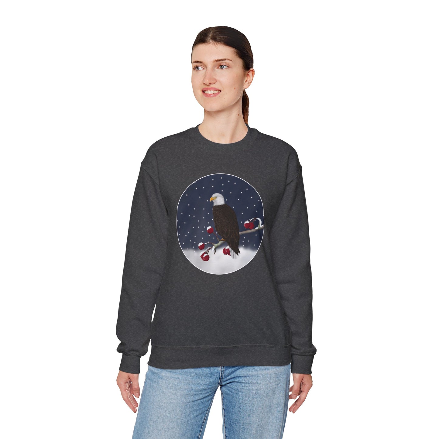 Bald Eagle on a Winter Branch Birdwatcher Christmas Bird Sweatshirt