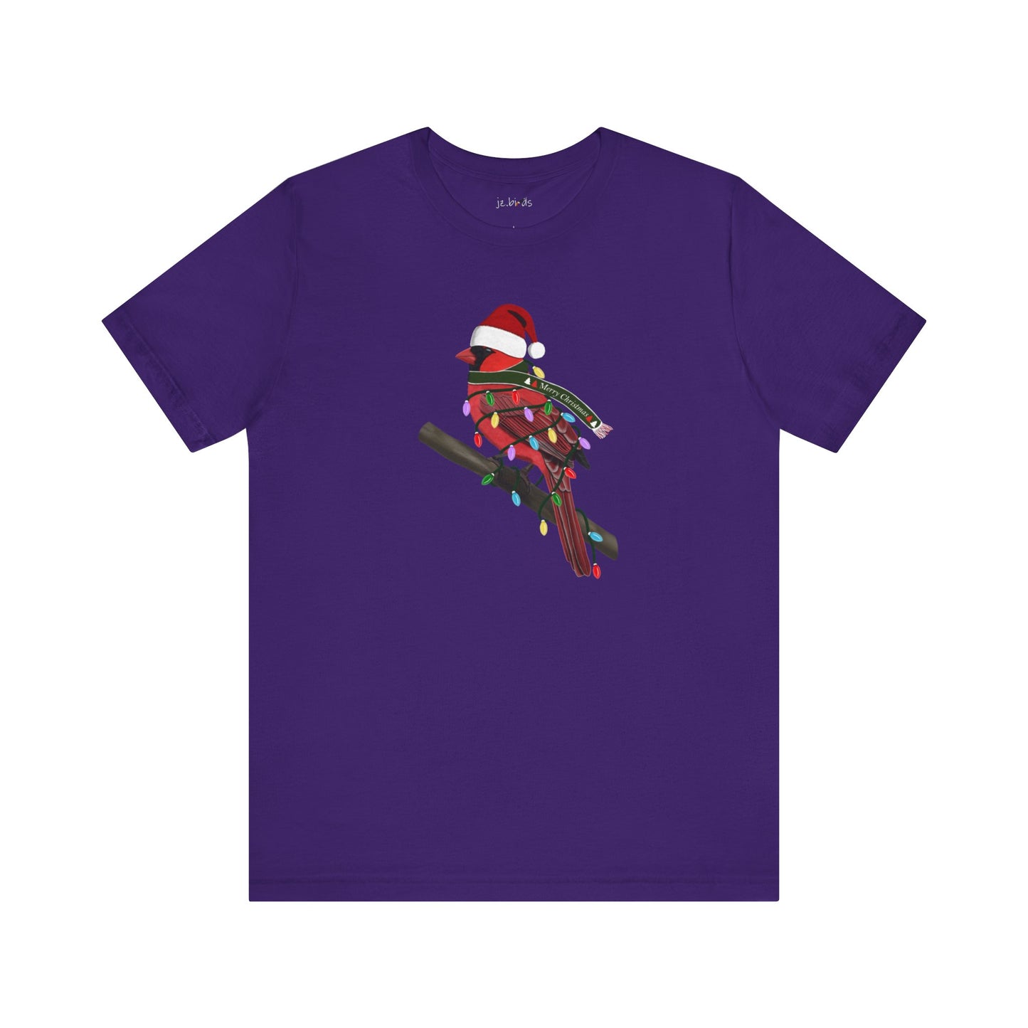 Cardinal with Fairy Lights Christmas Bird T-Shirt –
