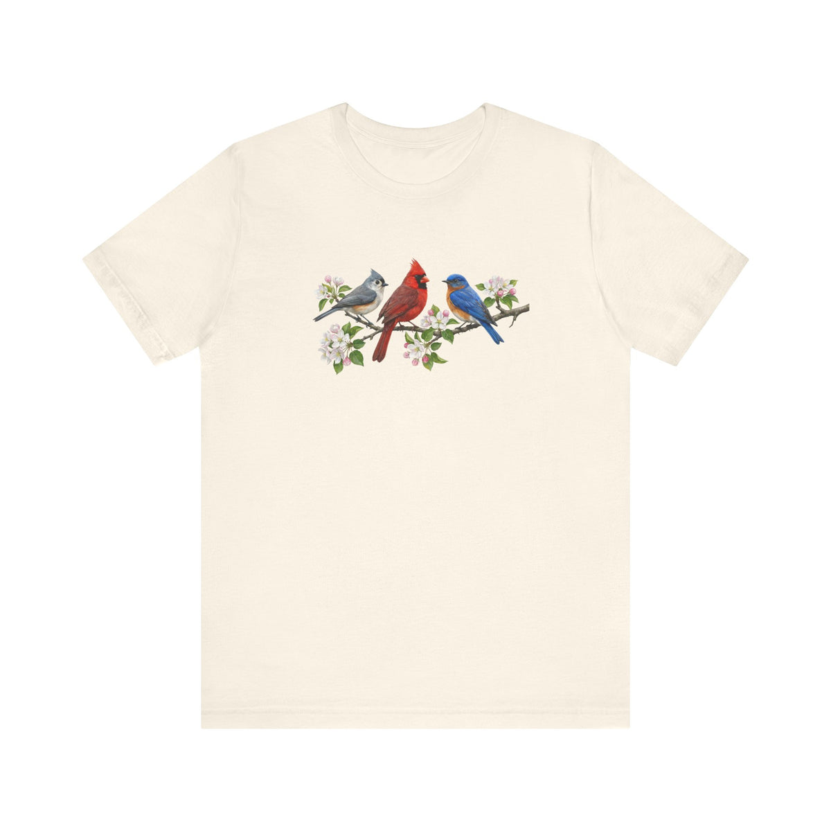 Tufted Titmouse, Bluebird and Cardinal T-Shirt in Navy