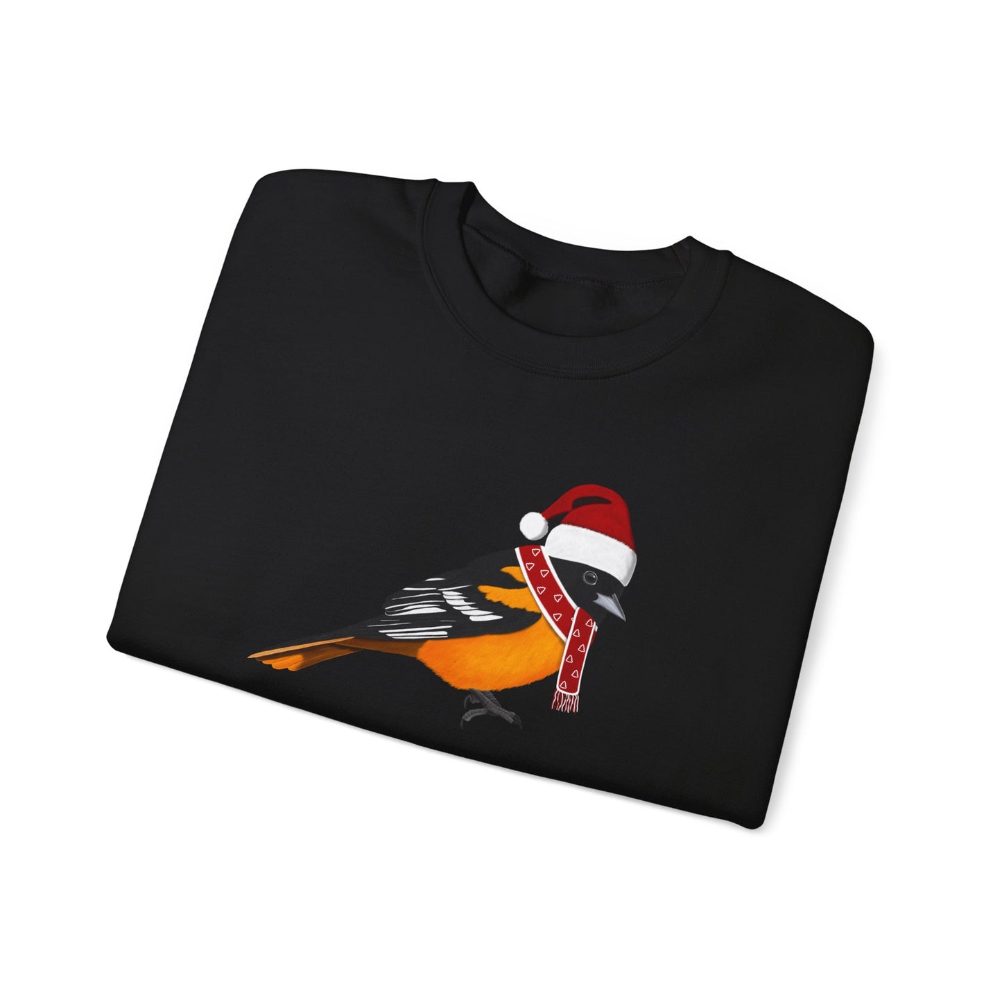 Baltimore Oriole with Christmas Hat Bird Birdwatcher Sweatshirt
