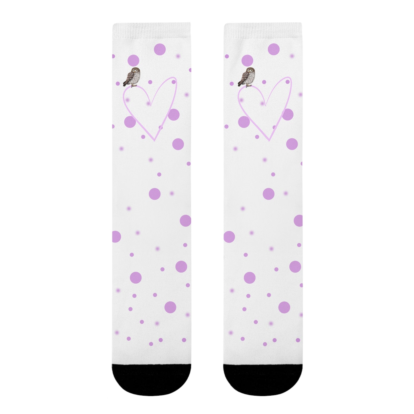 Eule Vogel Socken mit Rosa Herz und Punkten Valentinstag
