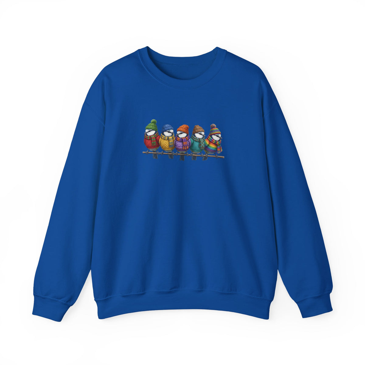 Blue Titmice Sweatshirt | Bird Watcher Crewneck Unisex Songbirds Wearing Knit Gift for Lovers in Black