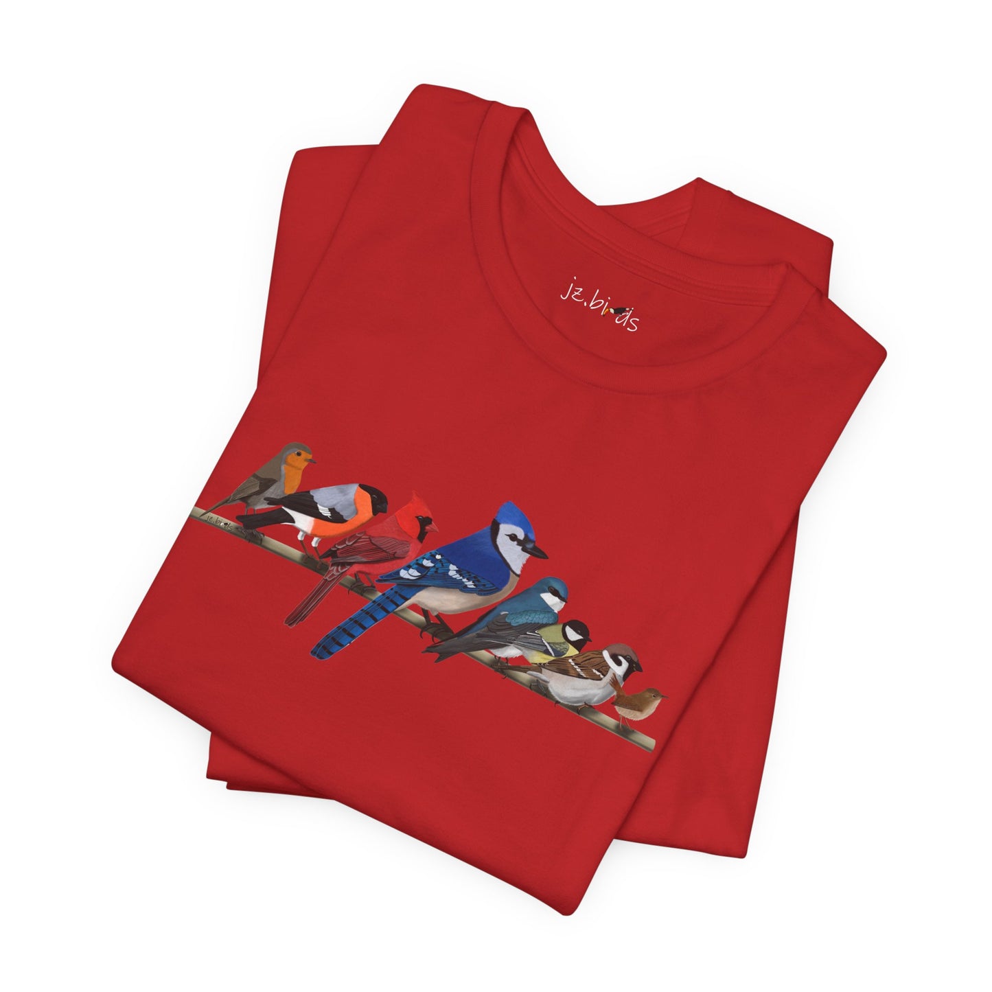 Blue Jay Cardinal Robin Garden Birds on a Branch Birding & Birdwatching Bird T-Shirt