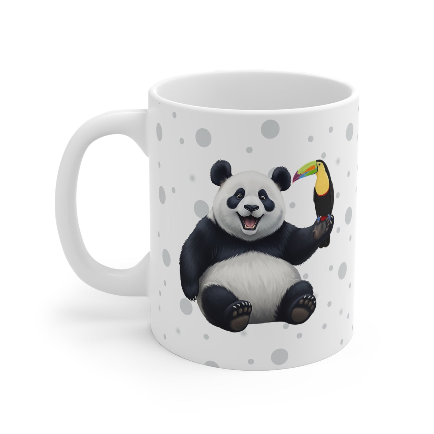 Panda Bear Mug with Toucan for Animal Lovers & Bird Watchers 11oz