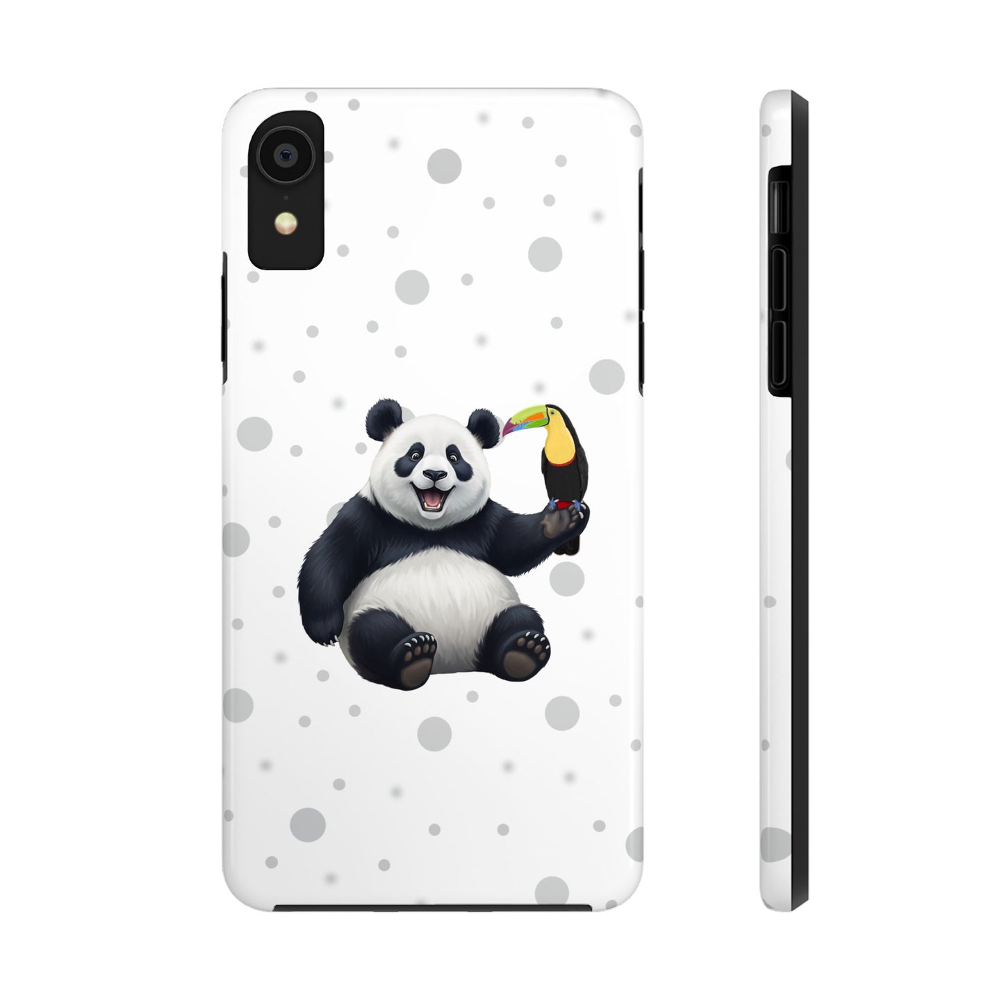 Cute Panda Bear with a Toucan Animal iPhone Case - Dual-Layer PC/TPU Protective Cover for iPhone