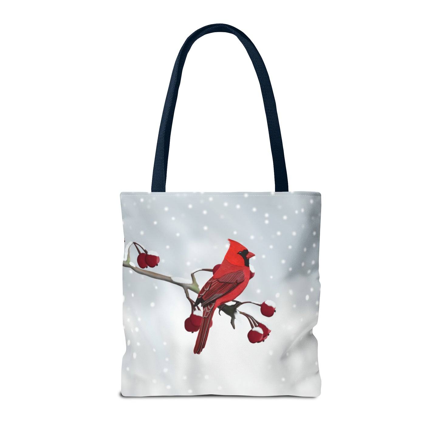 Cardinal on a Winter Branch Bird Tote Bag 16"x16" - jz.birds