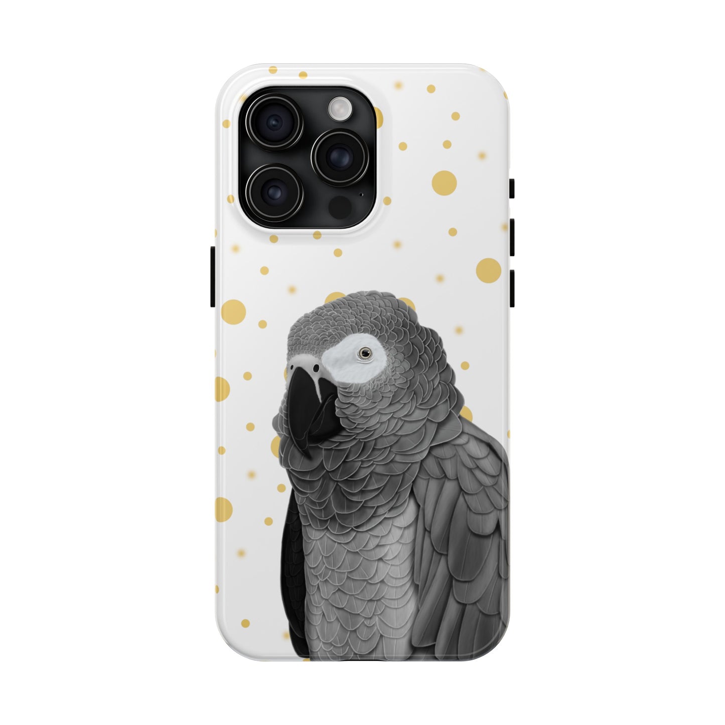 Grey Parrot Bird Art Tough Phone Case White