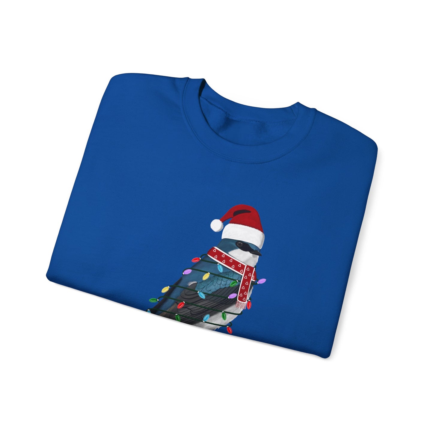 Tree Swallow with Fairy Lights Santa Claus Christmas Bird Sweatshirt