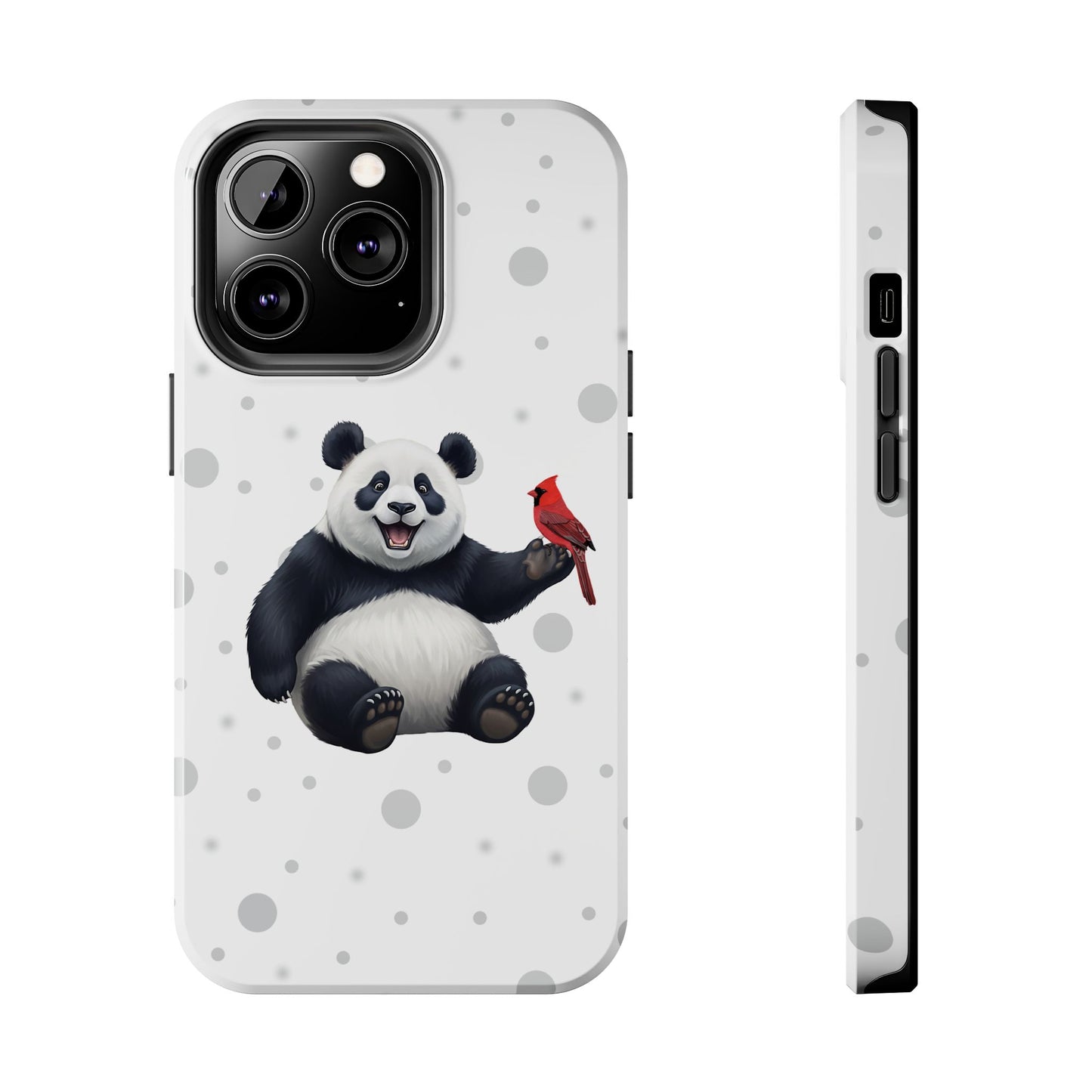 Cute Panda Bear with a Cardinal Animal iPhone Case - Dual-Layer PC/TPU Protective Cover for iPhone