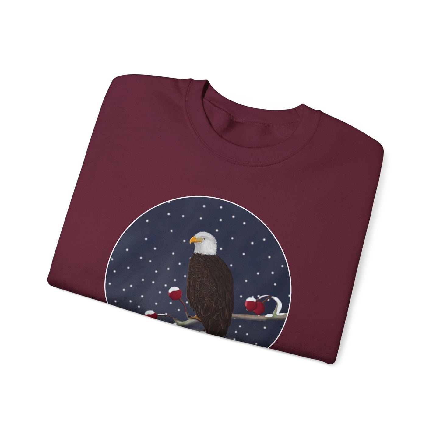 Bald Eagle on a Winter Branch Birdwatcher Christmas Bird Sweatshirt