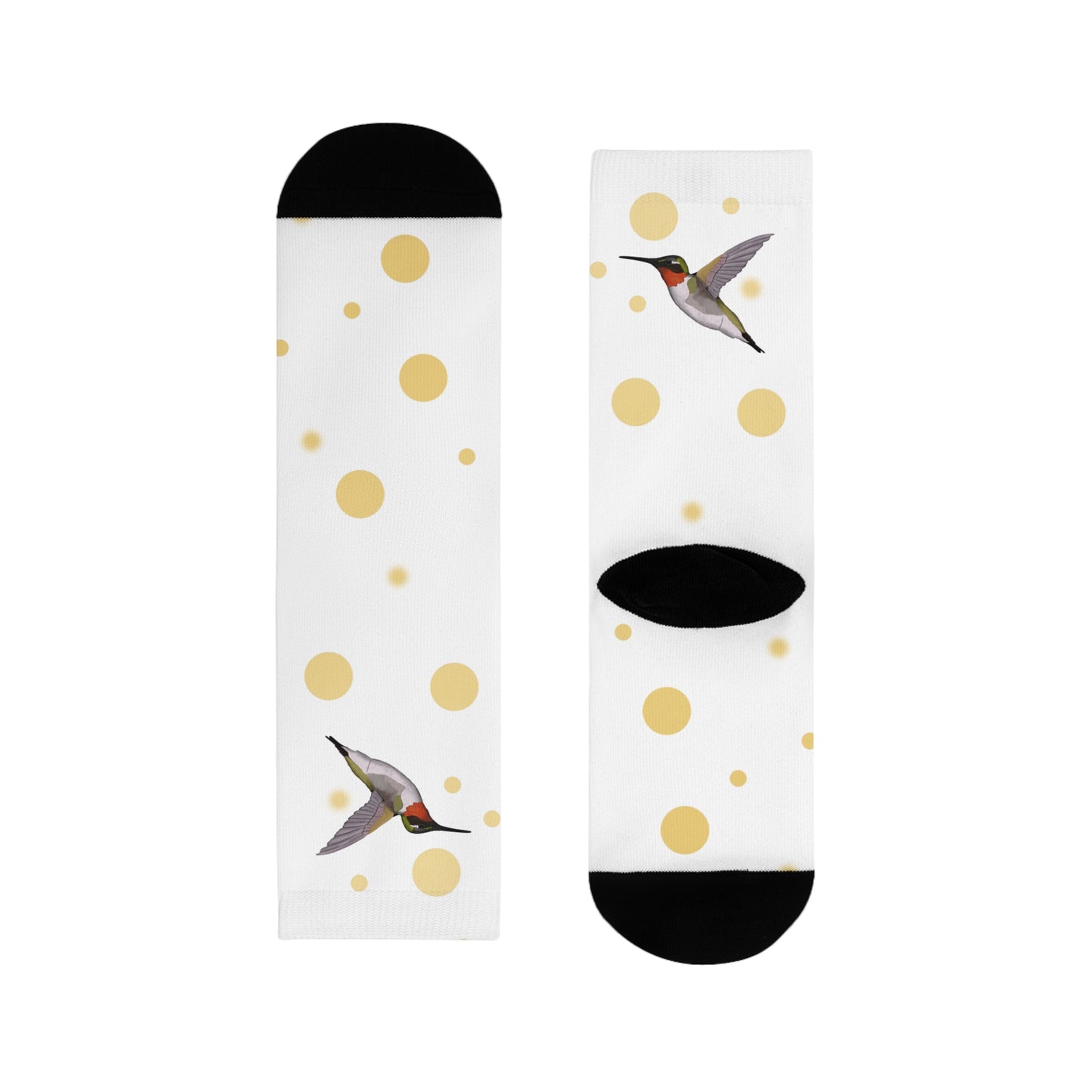 Kolibri Vogel Socken mit Goldenen Punkten für Vogelfreunde & Vogelbeobachter Weiß