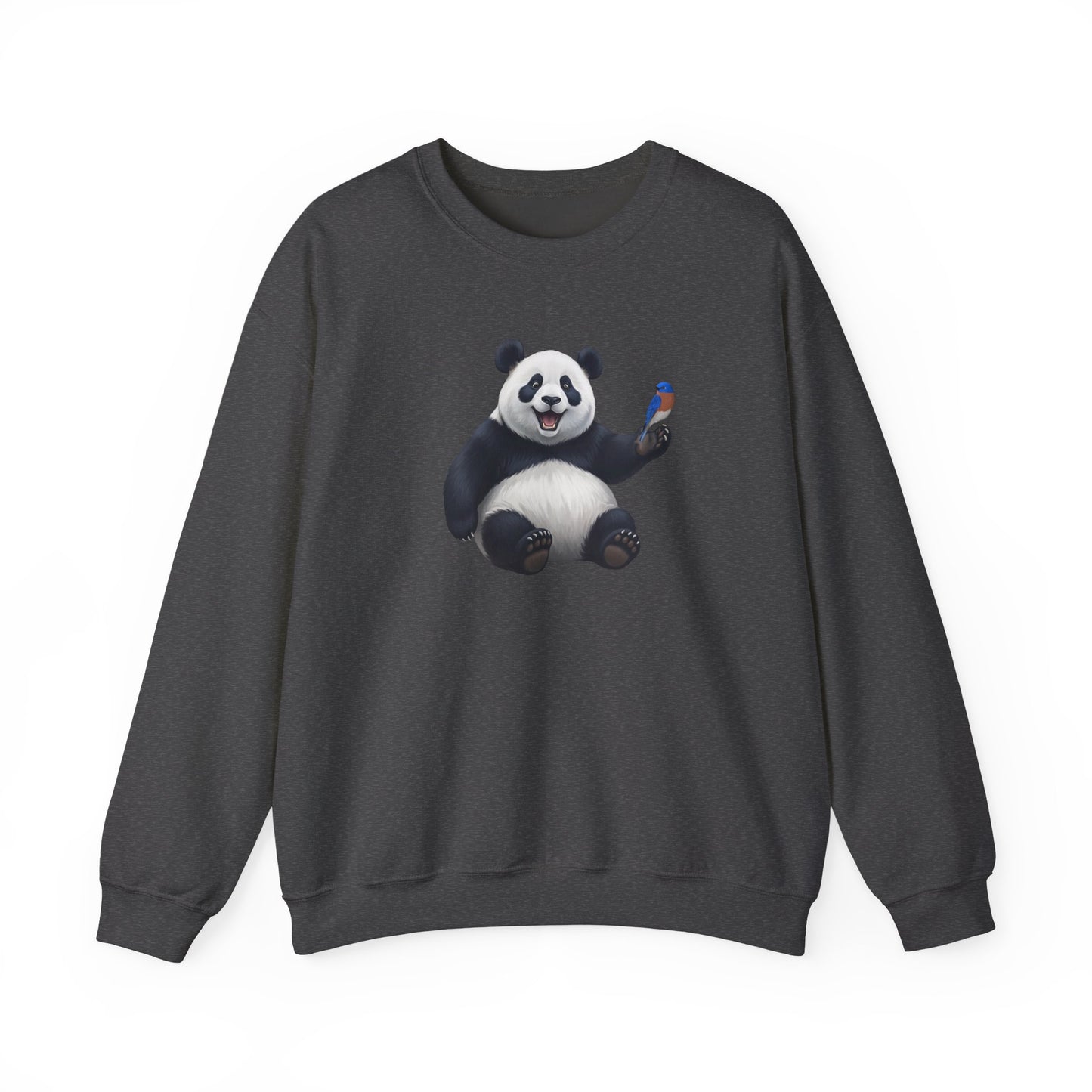 Panda Bear with a Bluebird Sweatshirt Bird & Animal Lover