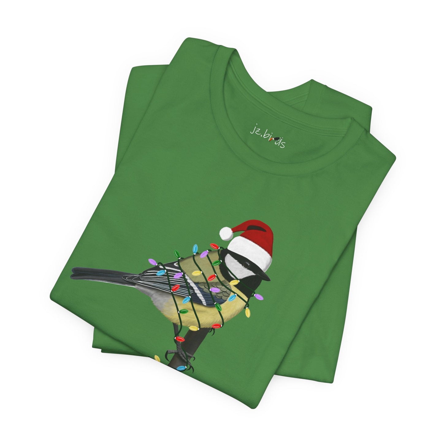 Chickadee with Fairy Lights Christmas Bird T-Shirt