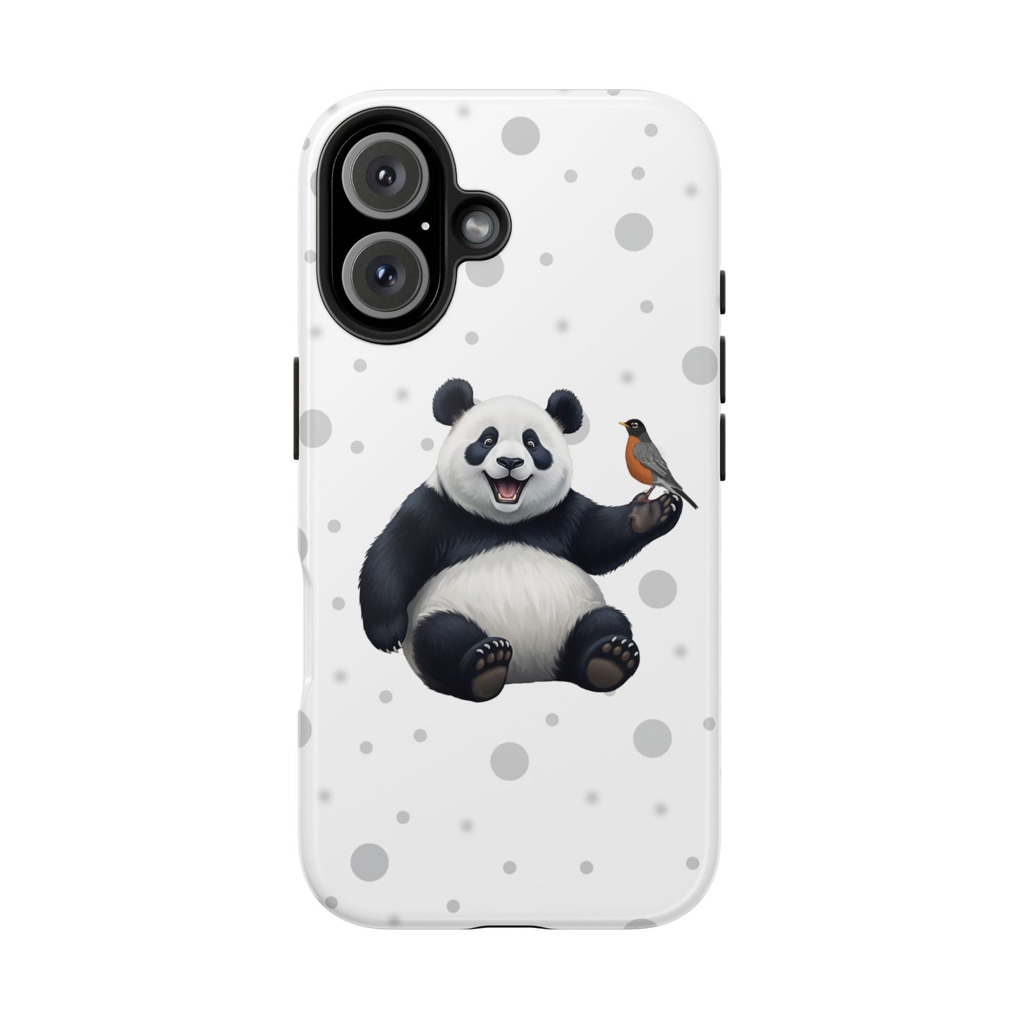 Cute Panda Bear with American Robin Animal iPhone Case - Dual-Layer PC/TPU Protective Cover for iPhone