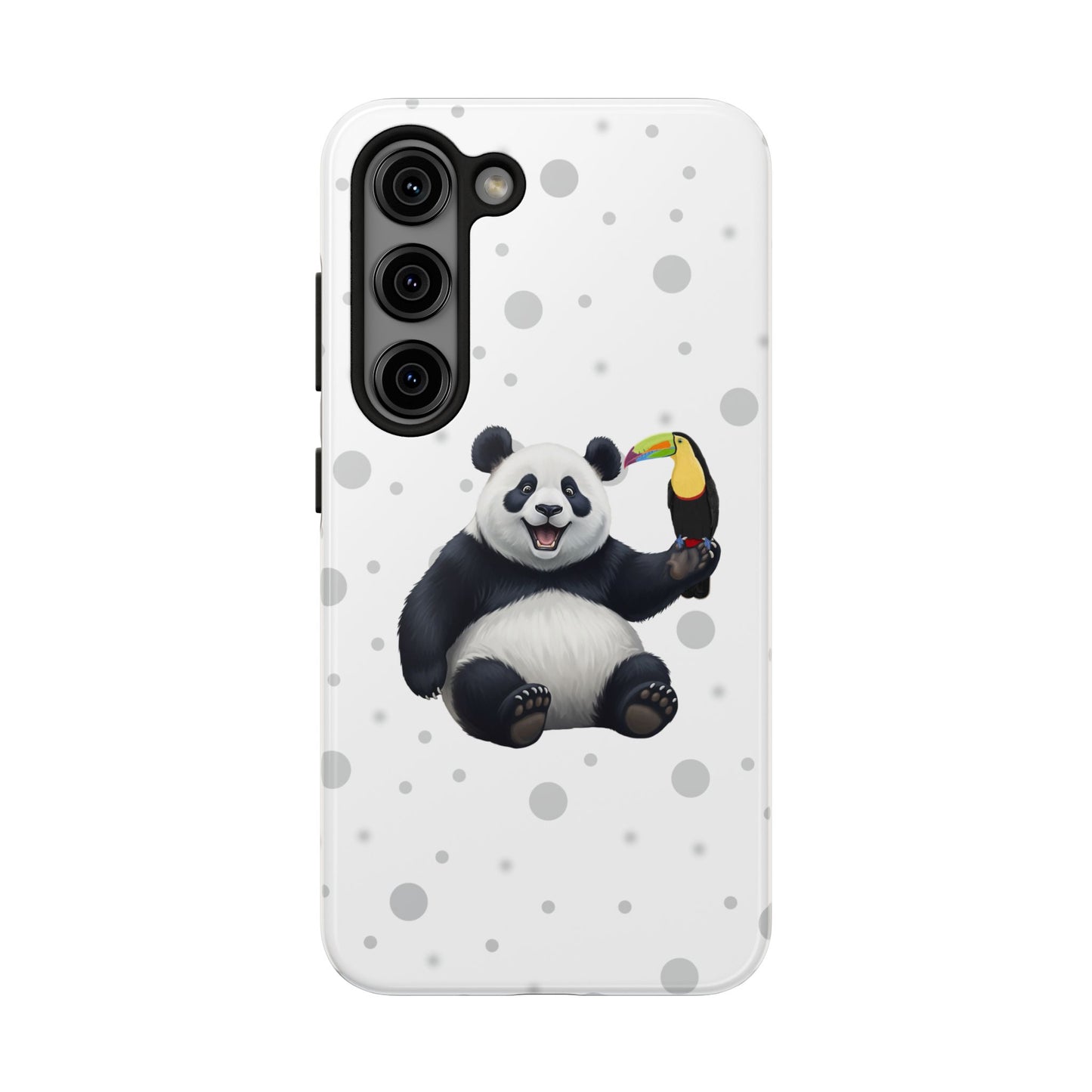 Cute Panda Bear with a Toucan Animal iPhone Case - Dual-Layer PC/TPU Protective Cover for iPhone