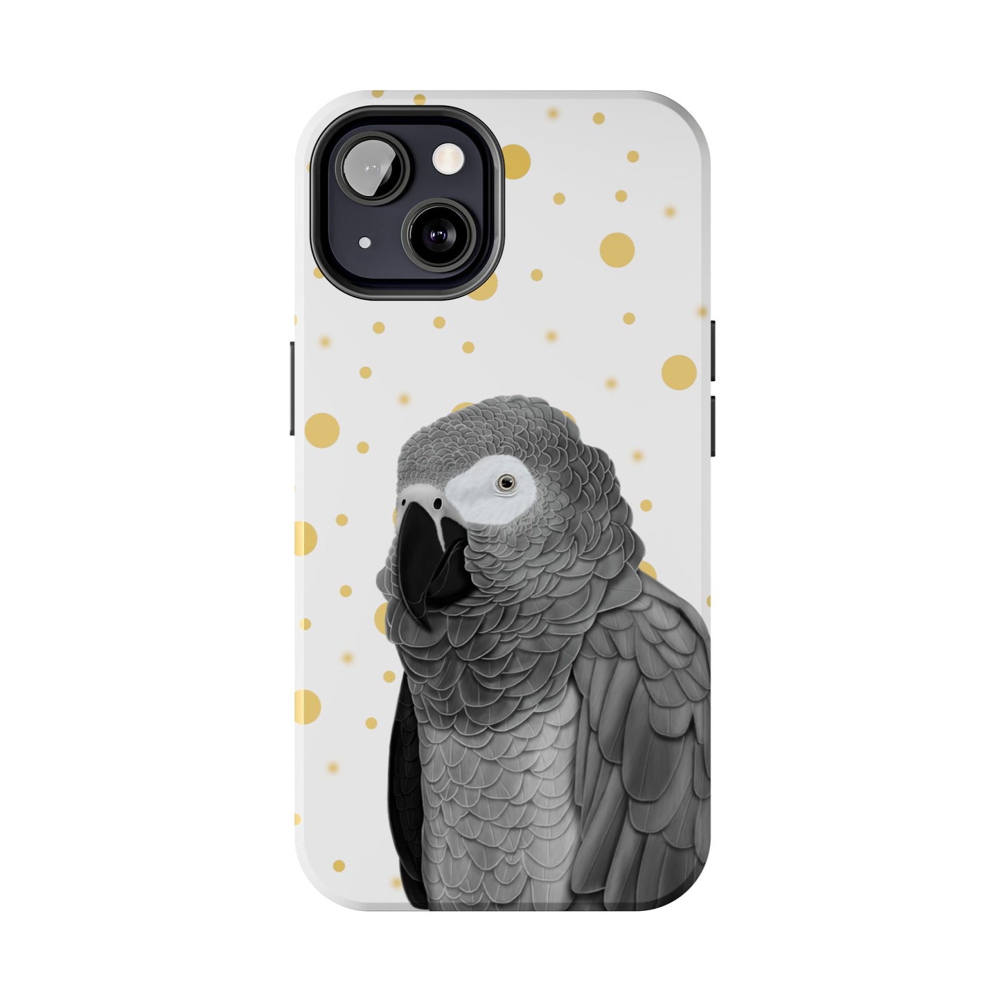 Grey Parrot Bird Art Tough Phone Case White