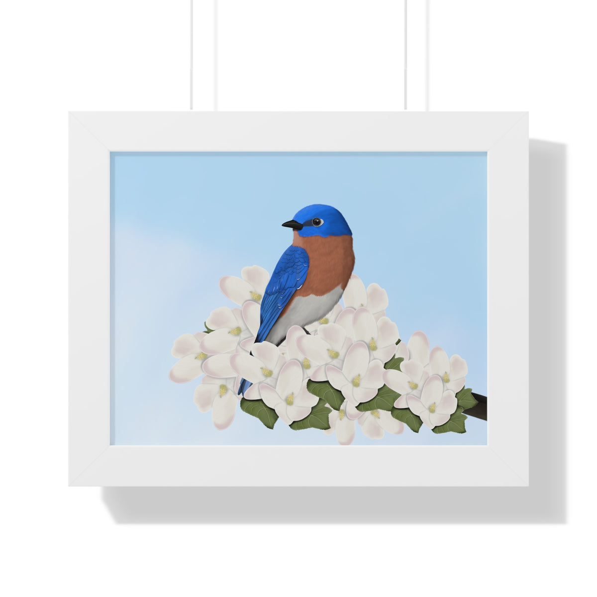 Eastern Bluebird Spring Blossoms Bird Framed Poster –