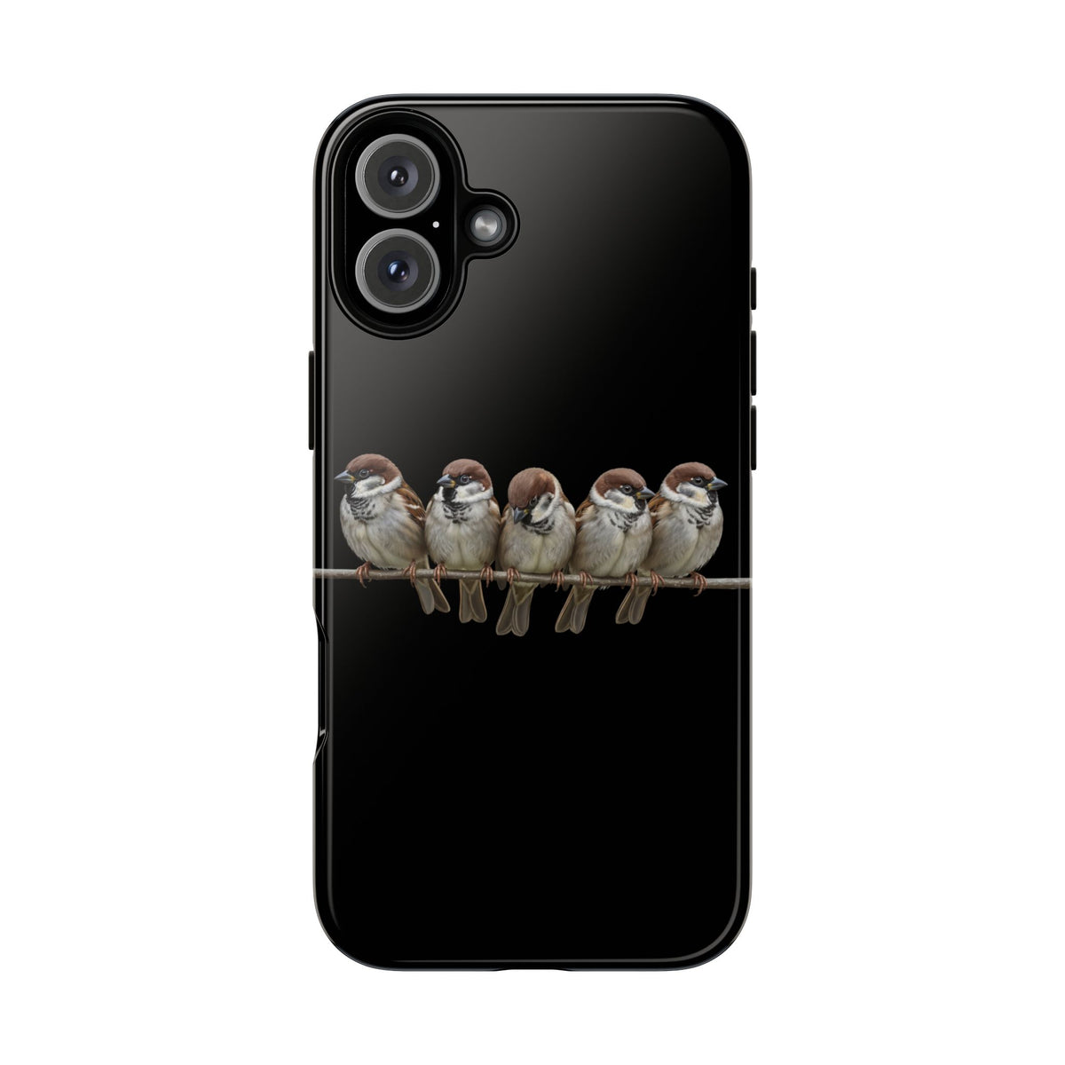 Codirosso su un ramo Cover premium per cellulare – Doppia protezione e stampa integrale, nera