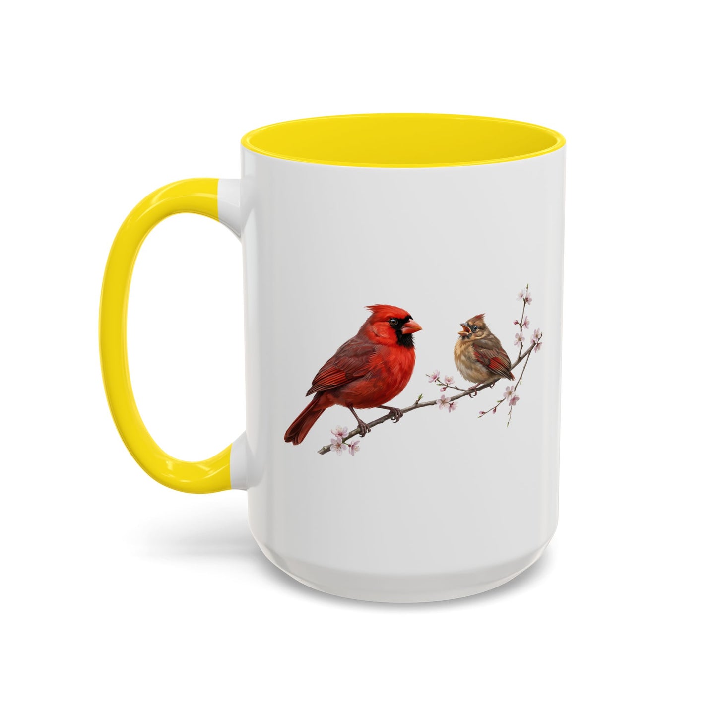 Northern Cardinal & Fledgling Two-Tone Mug | Spring Bird Lover Gift