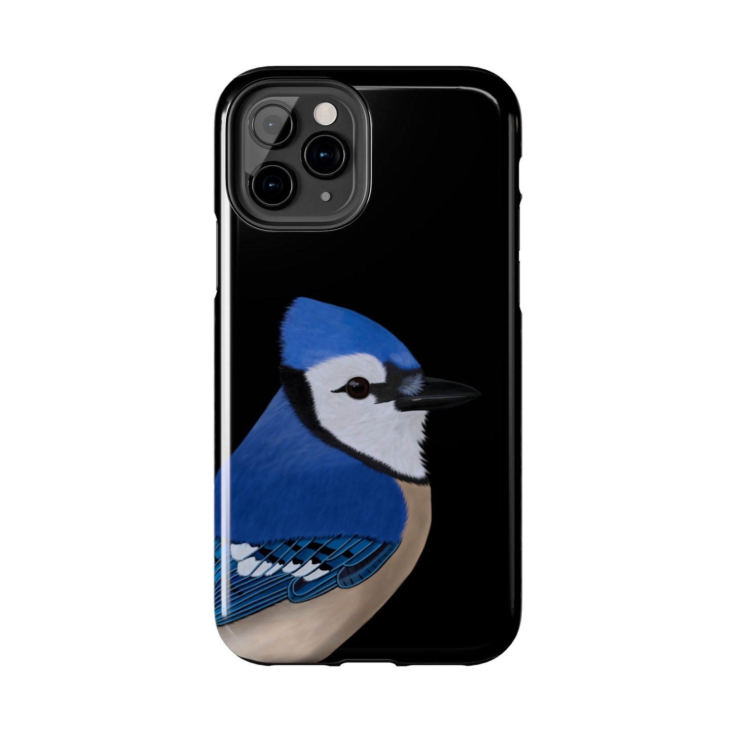 Blue Jay Bird Art Tough Phone Case Black
