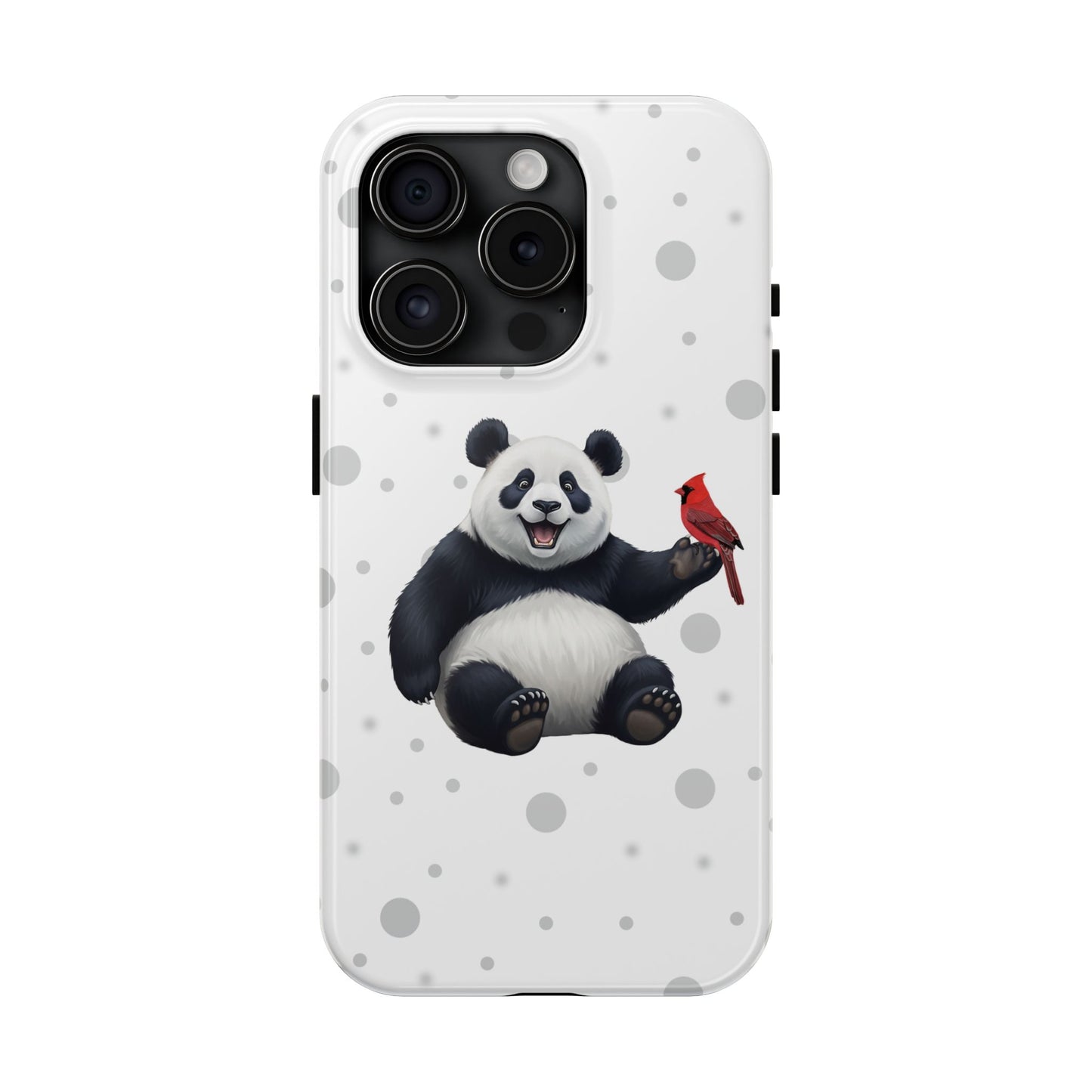 Cute Panda Bear with a Cardinal Animal iPhone Case - Dual-Layer PC/TPU Protective Cover for iPhone