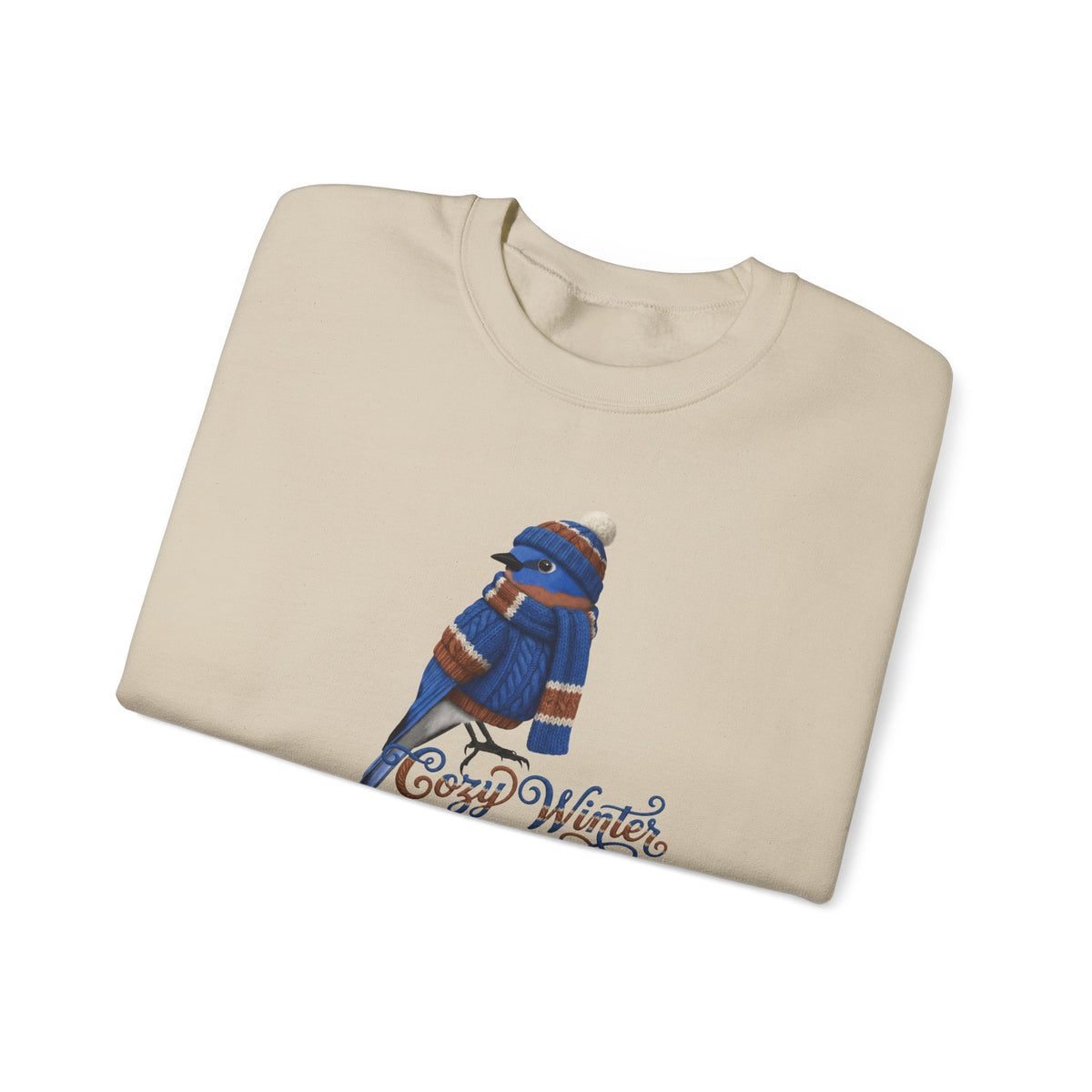 Bluebird Cozy Winter Sweatshirt | Bird Watcher Crewneck | Unisex Songbirds Wearing Knit Gift for Bird Lovers
