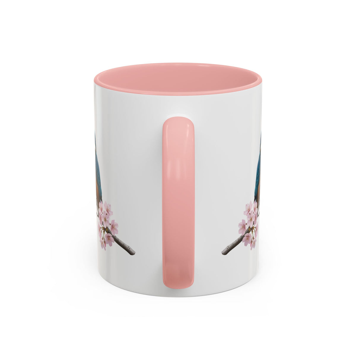 Kingfisher Cherry Blossom Mug | Pink Ceramic Coffee Cup for Bird Lovers – 11oz,