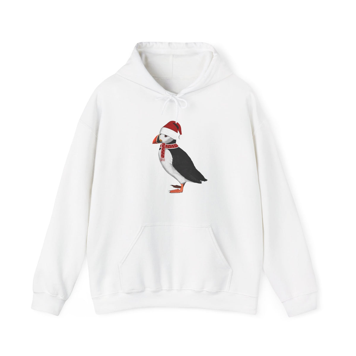 Puffin Christmas Bird with Santa Hat Birdwatcher Birdlover Hoodie –
