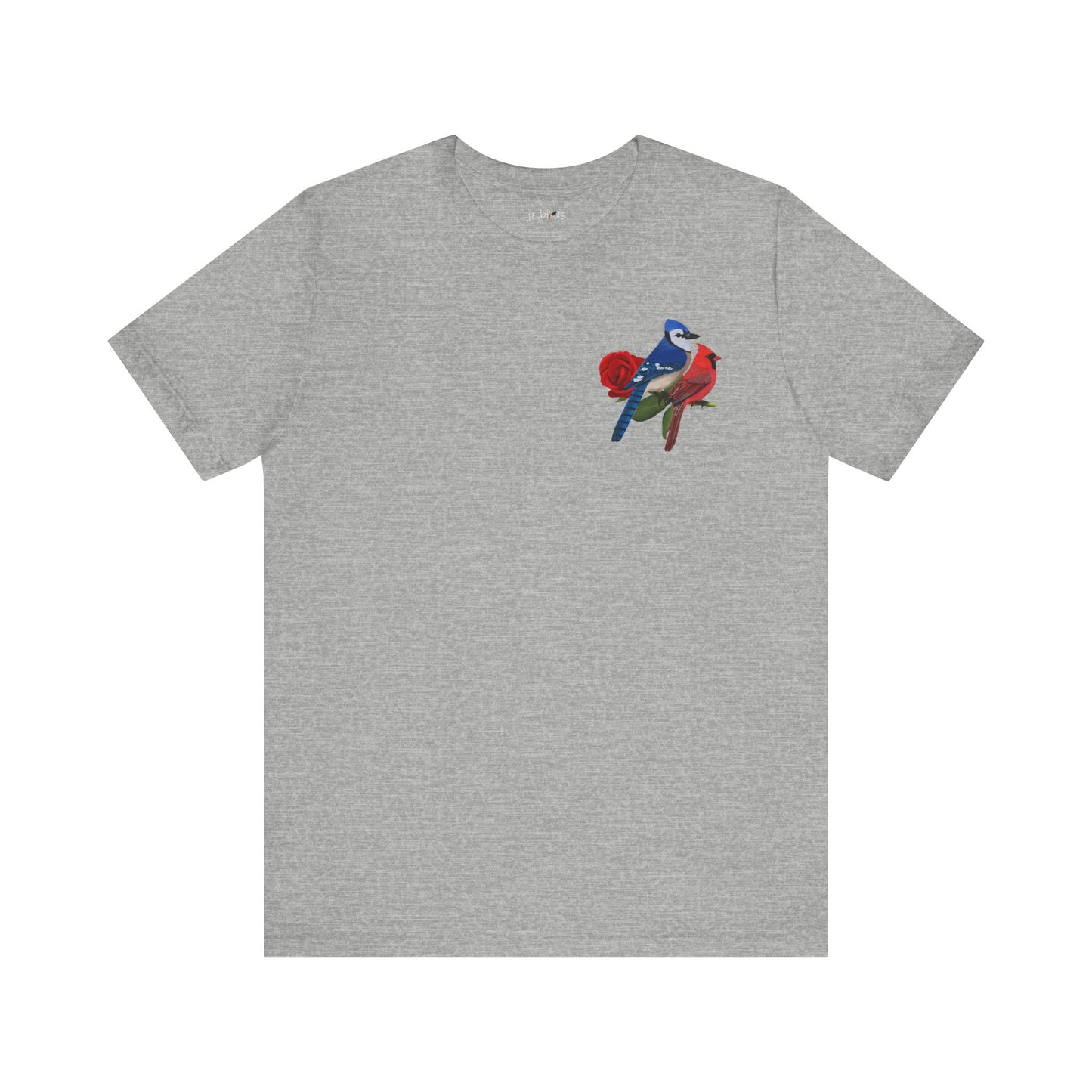 Valentine's Day Blue Jay Cardinal Birds on Rose T-Shirt