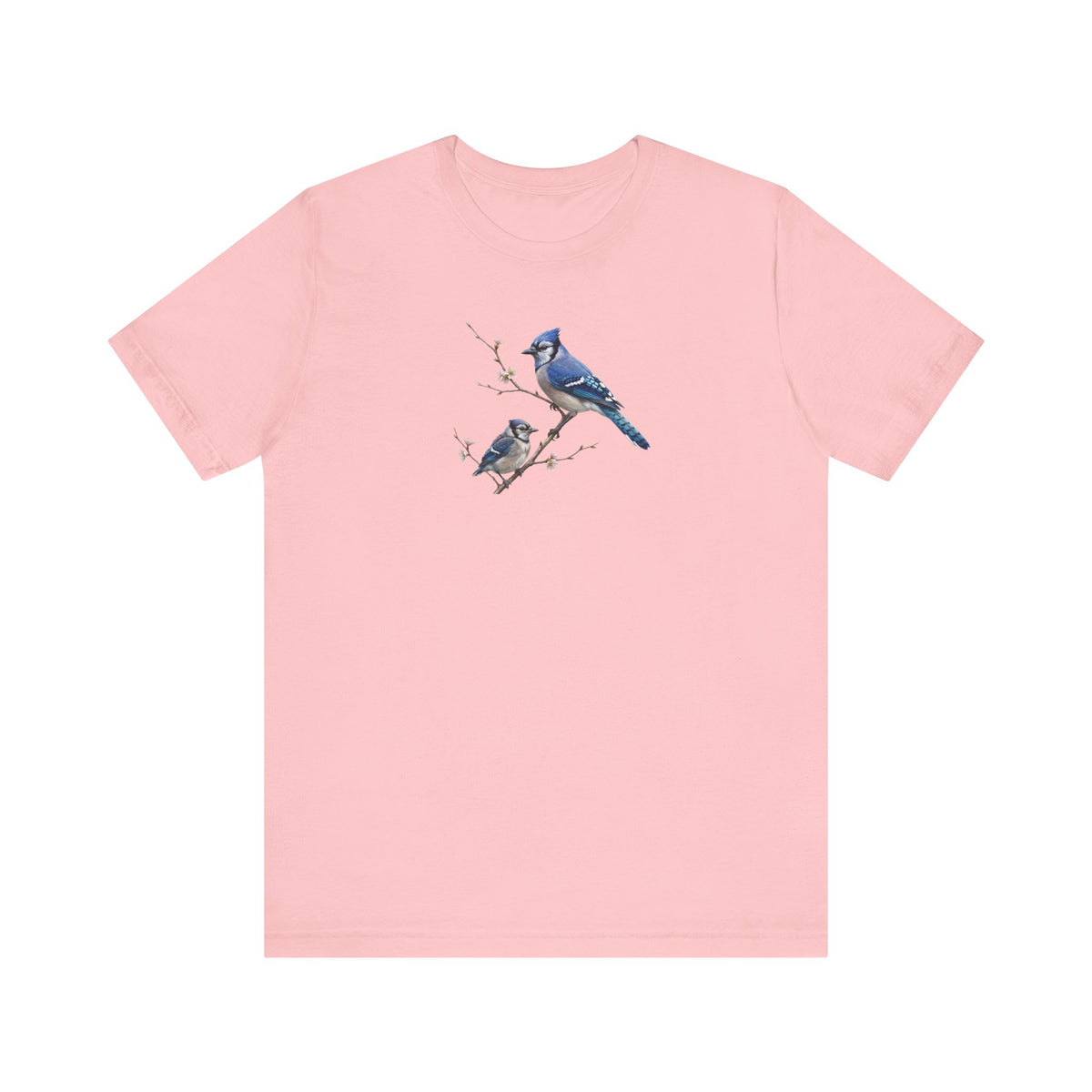 Blue Jay & Fledgling T-Shirt | Spring Blossoms Unisex Graphic Tee