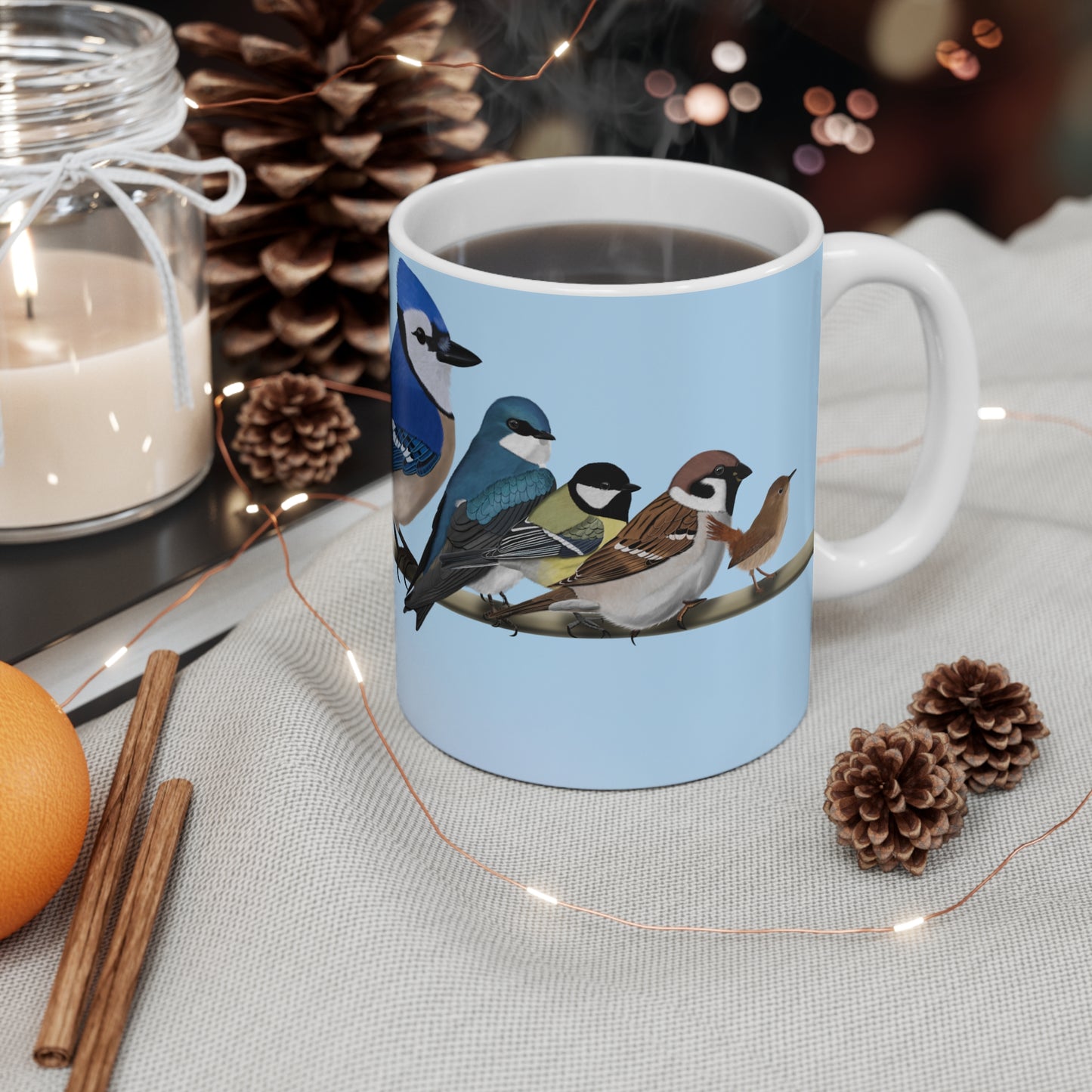 Garden Birds on a Branch Ceramic Mug 11oz - jz.birds