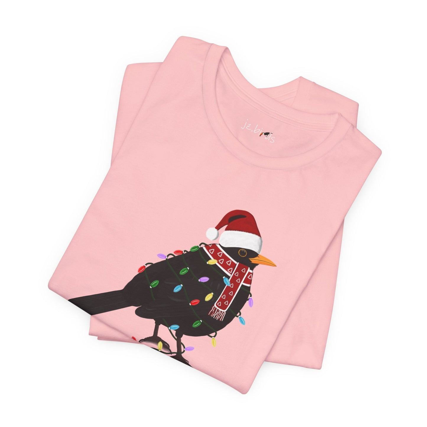 Blackbird with Fairy Lights Christmas Bird T-Shirt