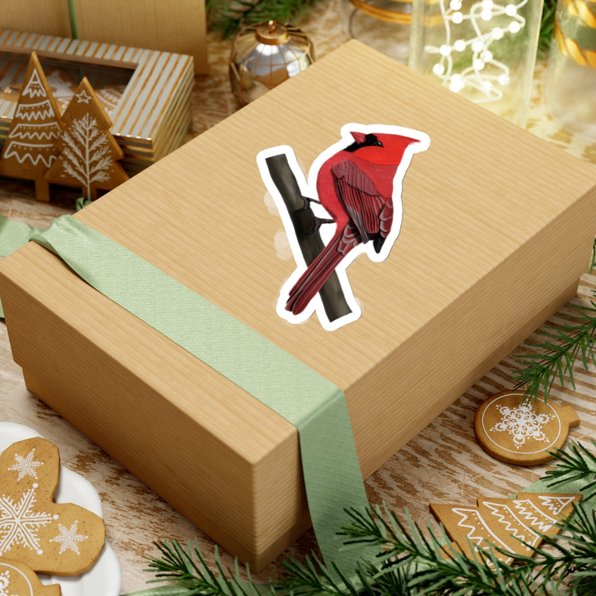 Northern Cardinal Bird Kiss-Cut Sticker - jz.birds