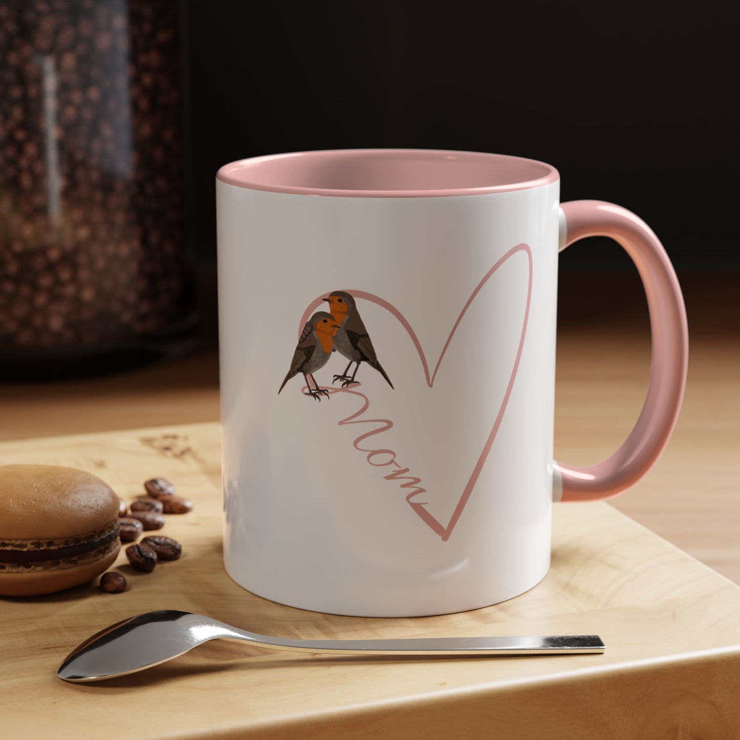 Robin Mother's Day Mom with Heart Bird Coffee Mug