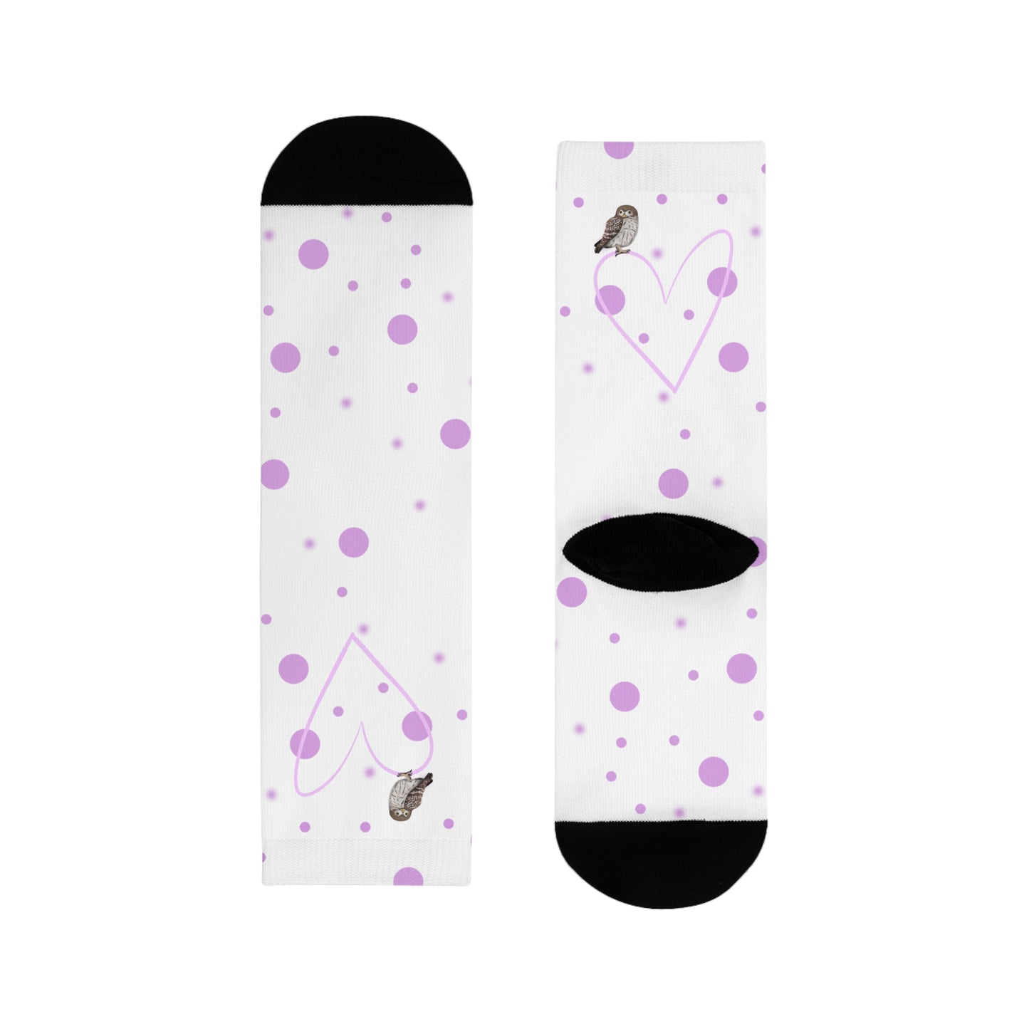 Eule Vogel Socken mit Rosa Herz und Punkten Valentinstag