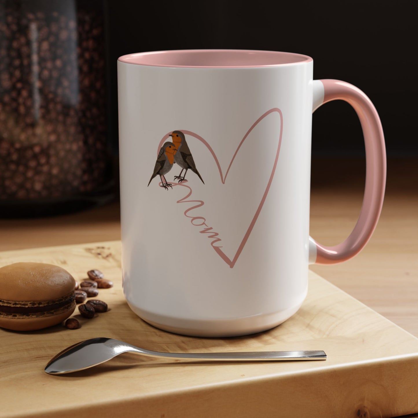Robin Mother's Day Mom with Heart Bird Coffee Mug