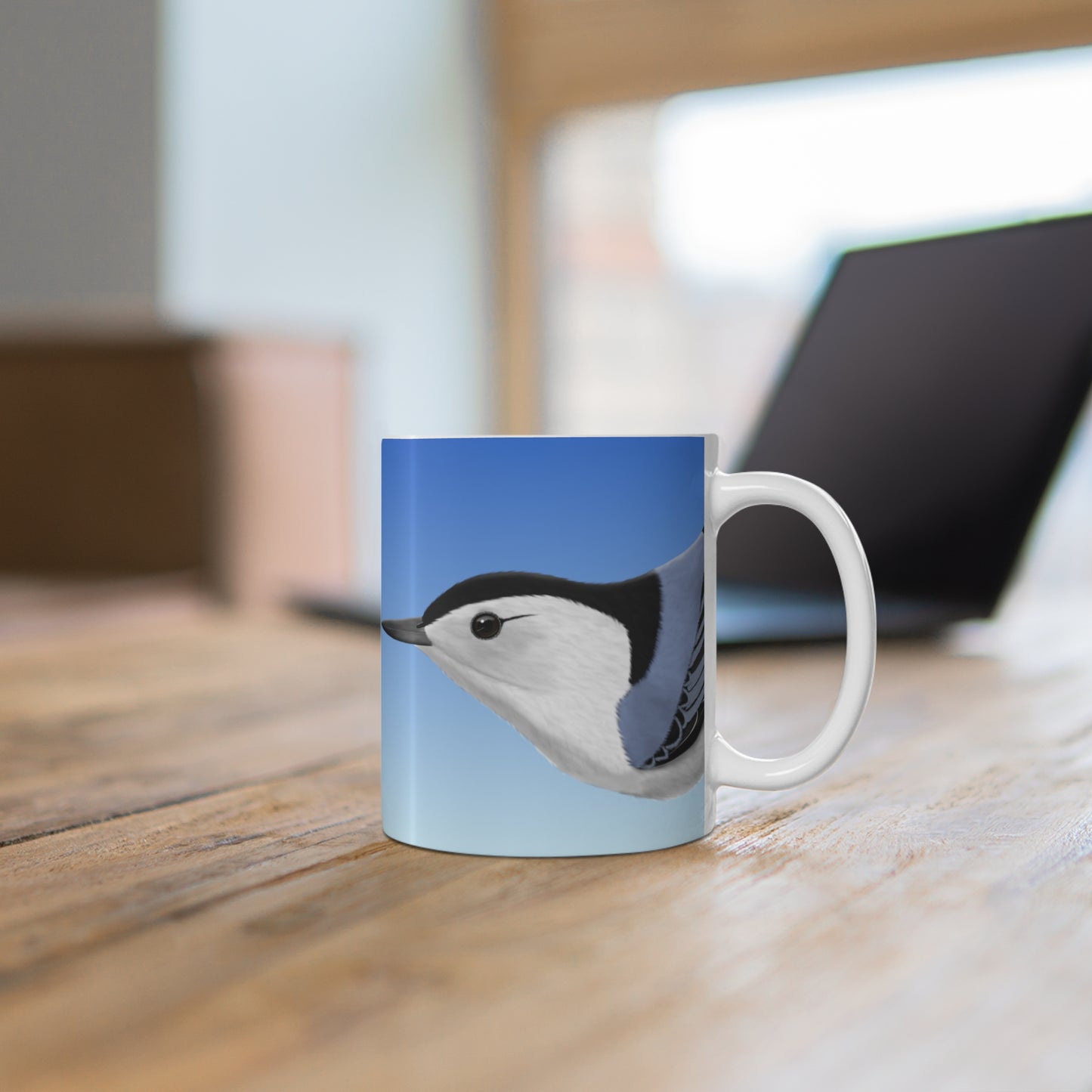 White Breasted Nuthatch Bird Ceramic Mug 11oz - jz.birds