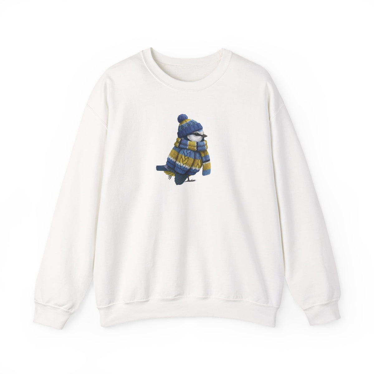 Blue Titmouse Winter Sweatshirt | Bird Watcher Crewneck Unisex Songbirds Wearing Knit Gift for Lovers – Animal Lover and Avian Enthusiast style