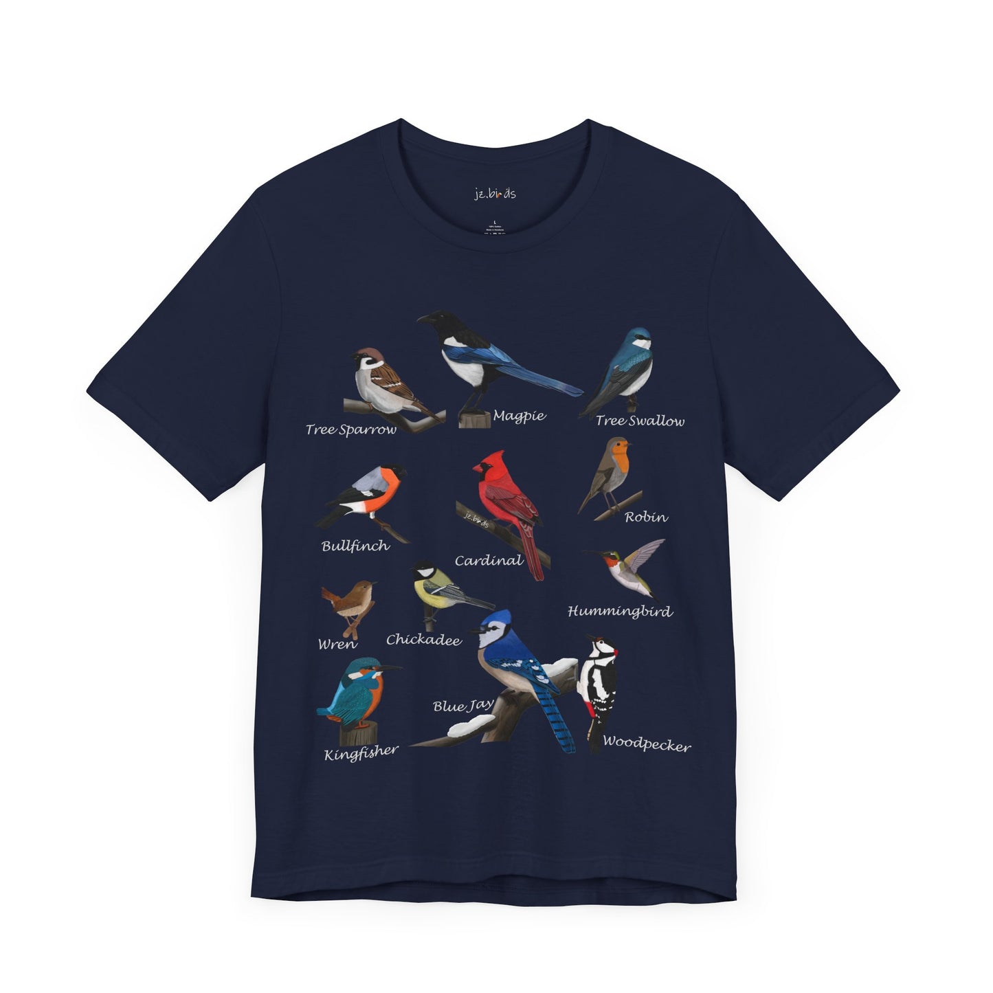 Garden Birds Blue Jay Cardinal Robin Chickadee Birding & Birdwatching Bird T-Shirt