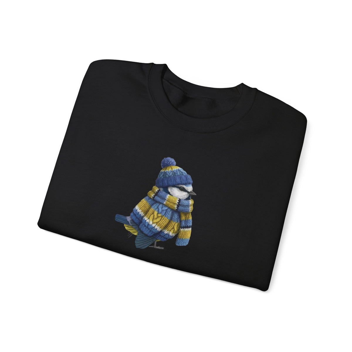 Blue Titmouse Winter Sweatshirt | Bird Watcher Crewneck | Unisex Songbirds Wearing Knit Gift for Bird Lovers