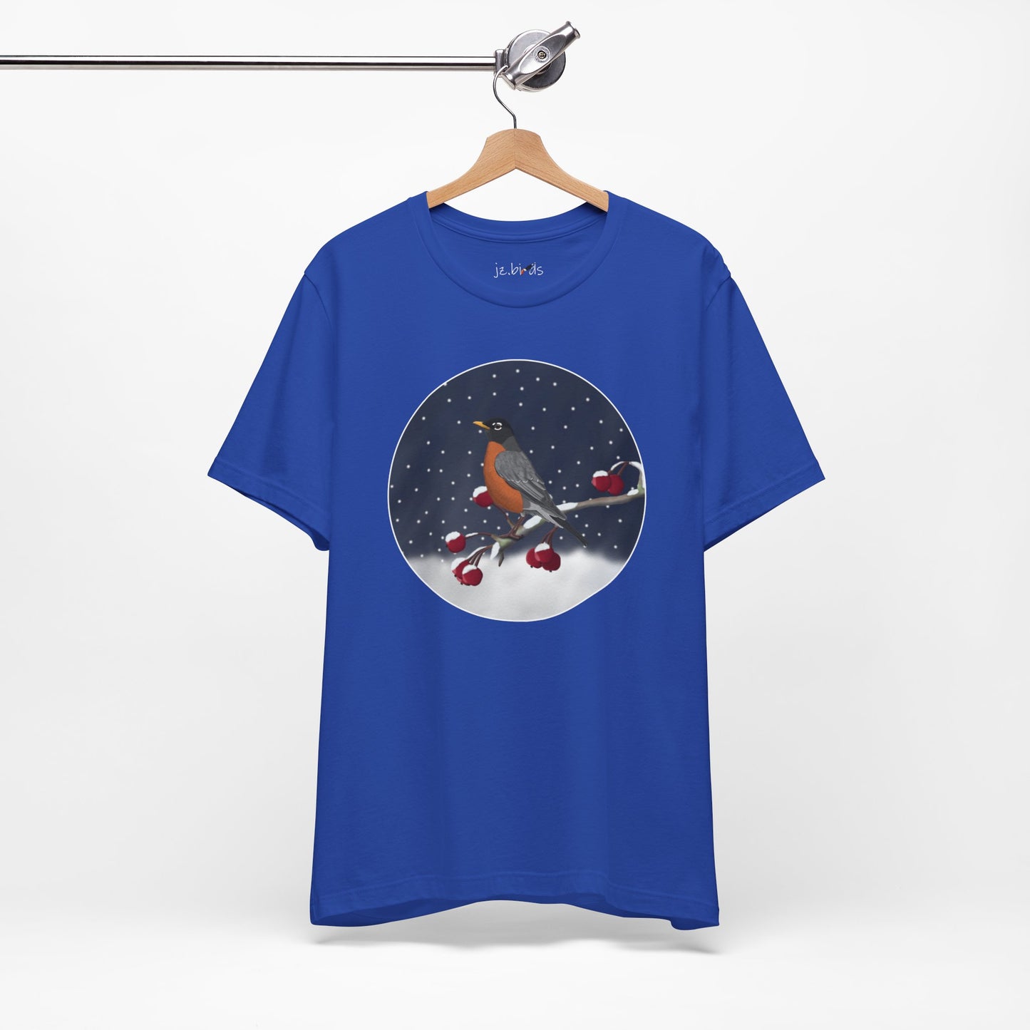 American Robin on a Winter Branch Birdwatcher Christmas Bird T-Shirt