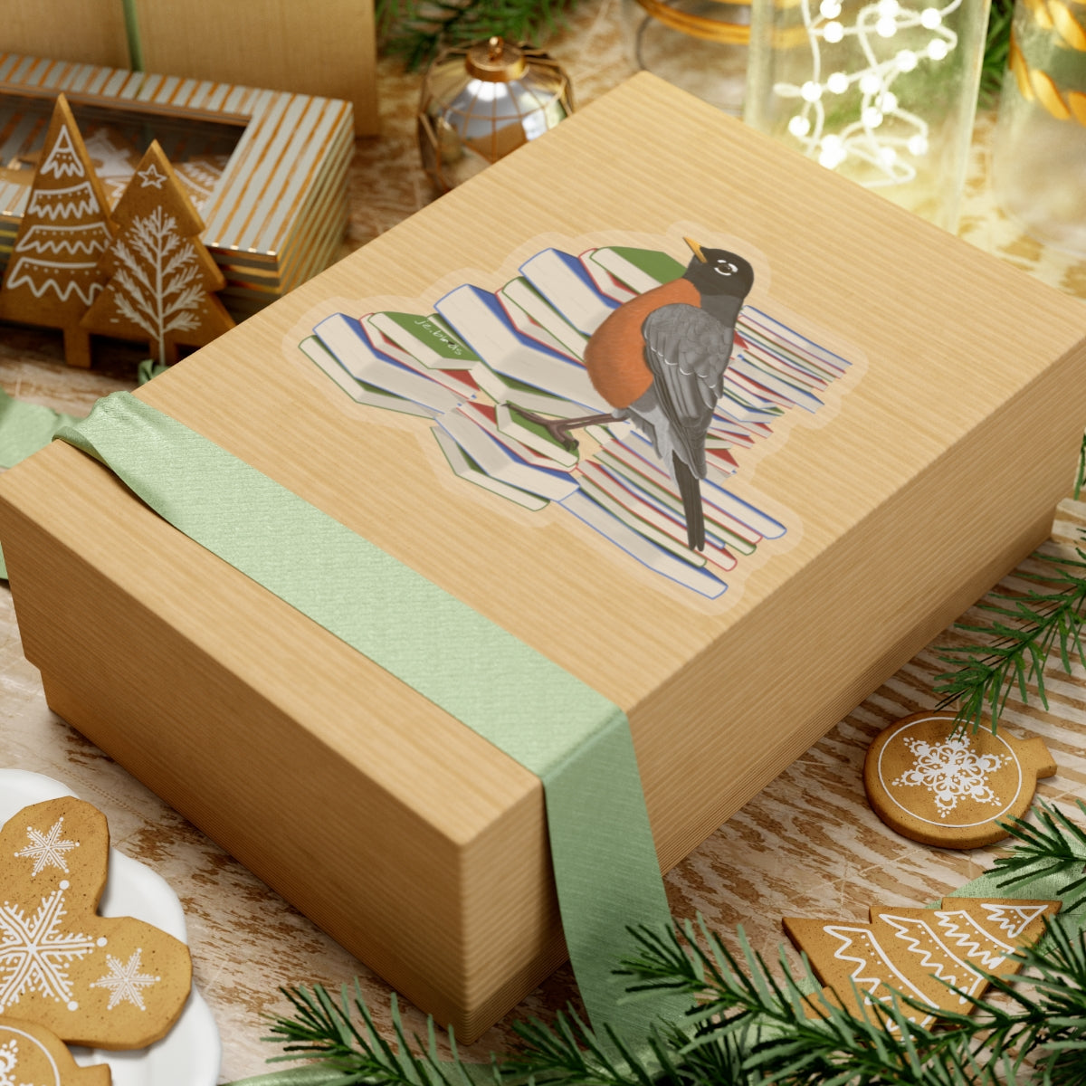 Robin Bird and Books Birdlover Bookworm Sticker