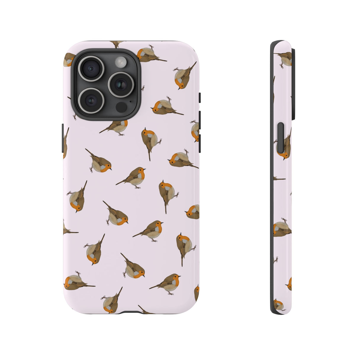 Funda para móvil con motivo de petirrojo en rosa | Motivo de pájaro para iPhone y Google Pixel